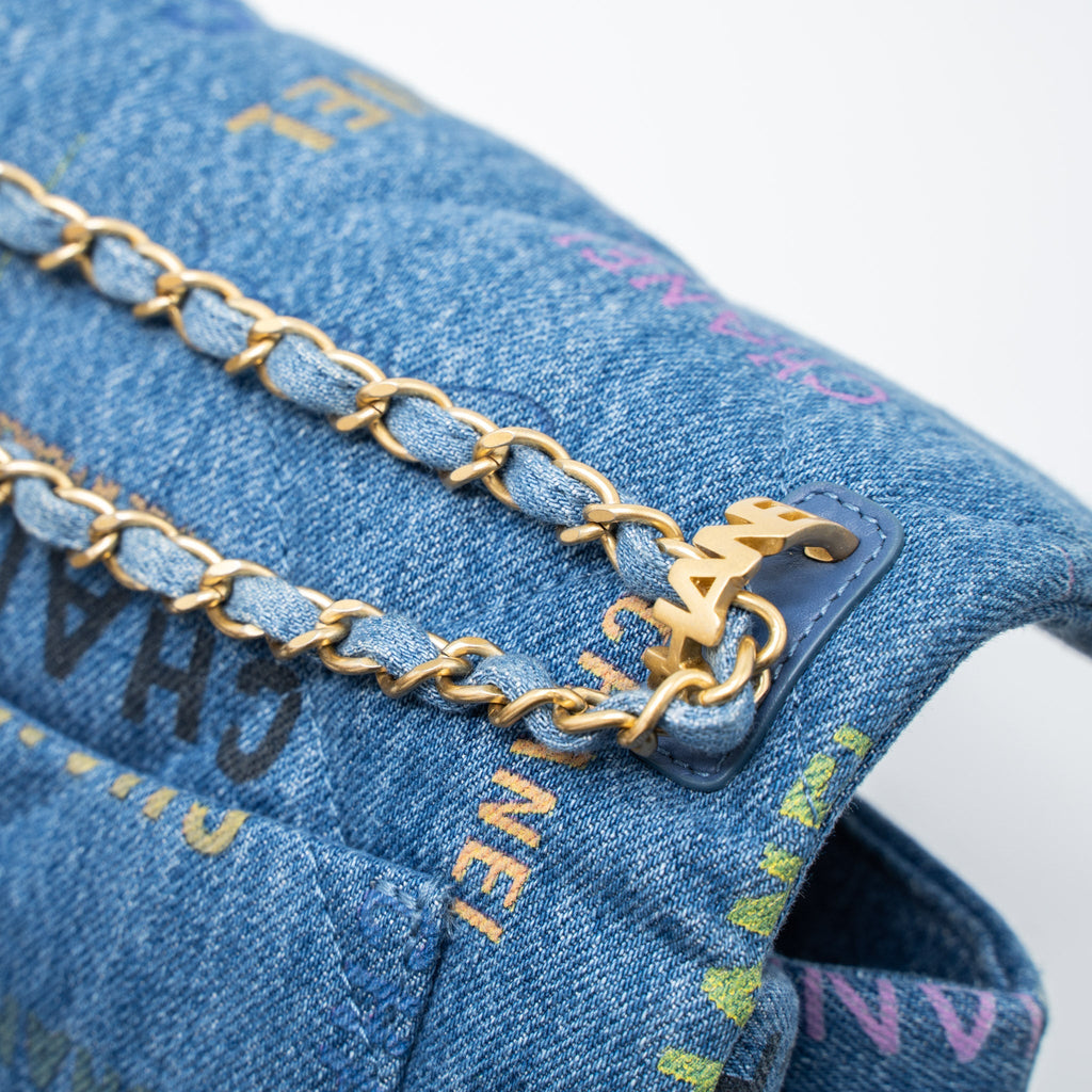 CHANEL 22P BLUE DENIM FLAP BAG DENIM BLUE BRUSHED GHW (MICROCHIP)