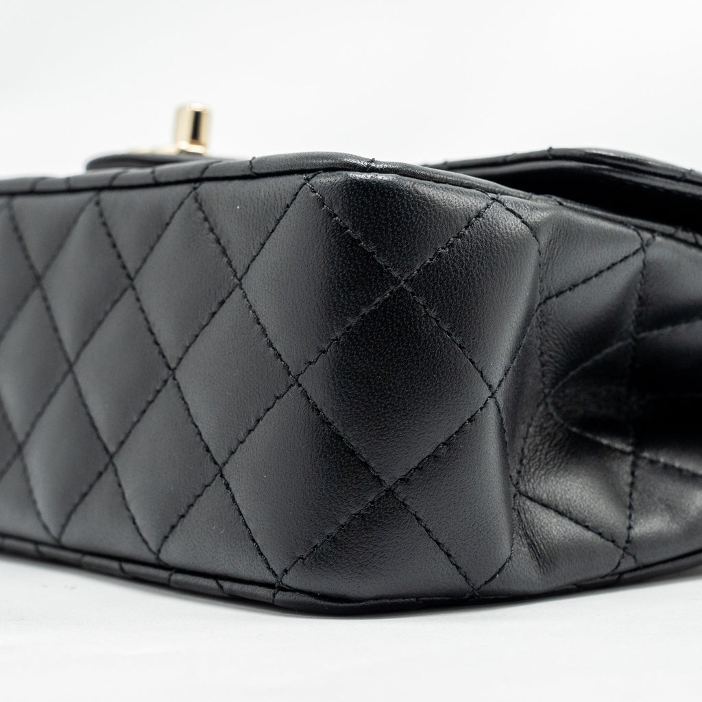 CHANEL CRYSTAL DETAILED TOP HANDLE FLAP BAG LAMBSKIN BLACK GHW (MICROCHIP)