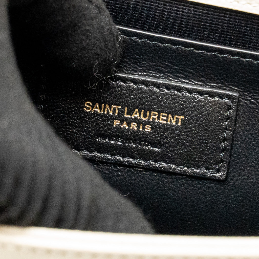 SAINT LAURENT/YSL MEDIUM KATE BAG GRAINED CALFSKIN WHITE GHW