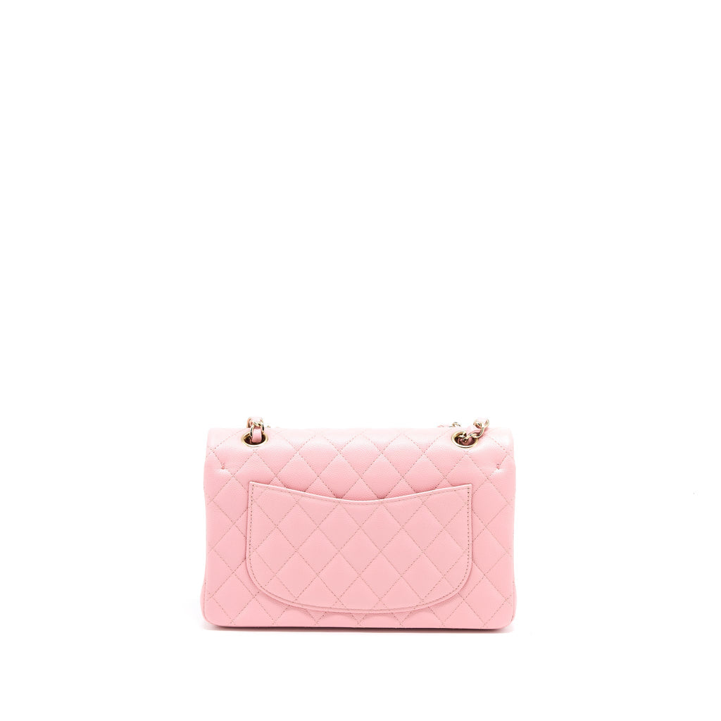 CHANEL 22C SMALL CLASSIC DOUBLE FLAP BAG CAVIAR PINK LGHW (MICROCHIP)