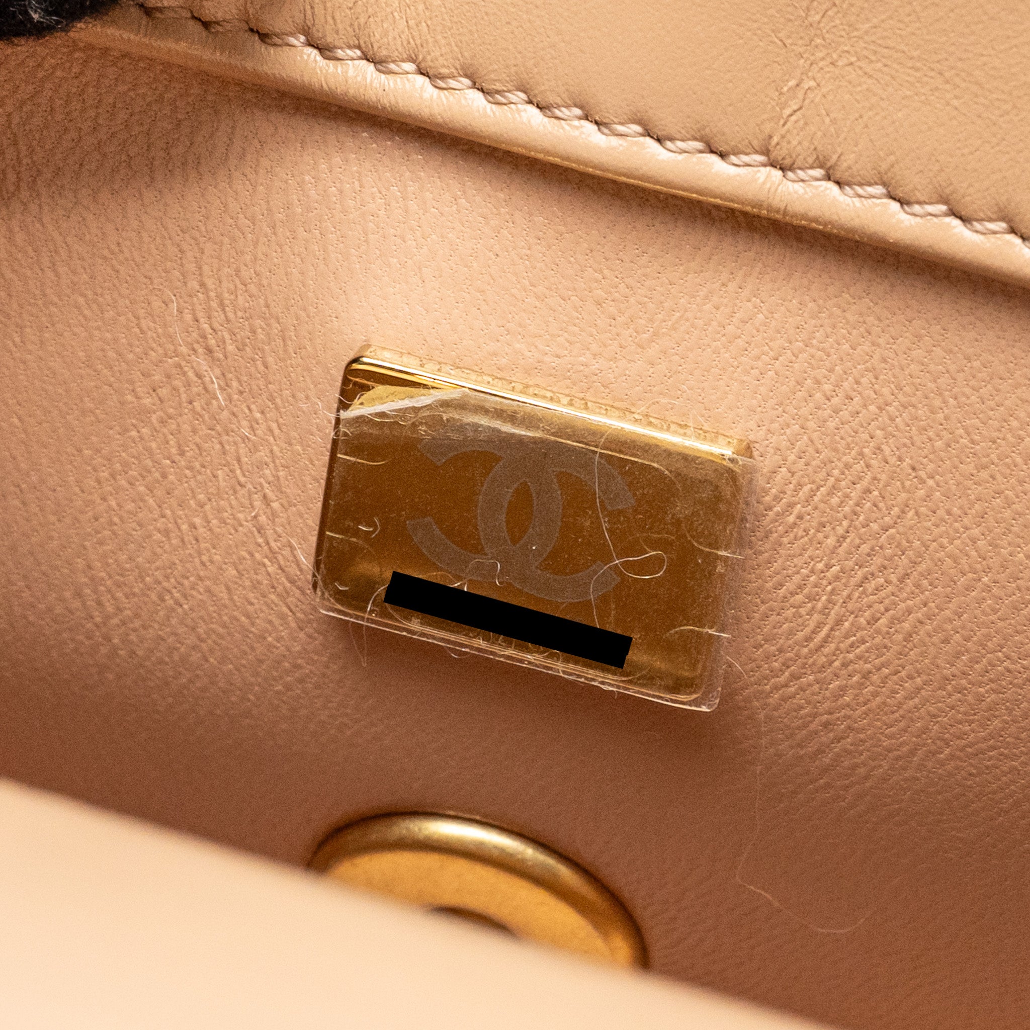 CHANEL GOLD CRUSH MINI FLAP BAG CALFSKIN BEIGE GHW (MICROCHIP)