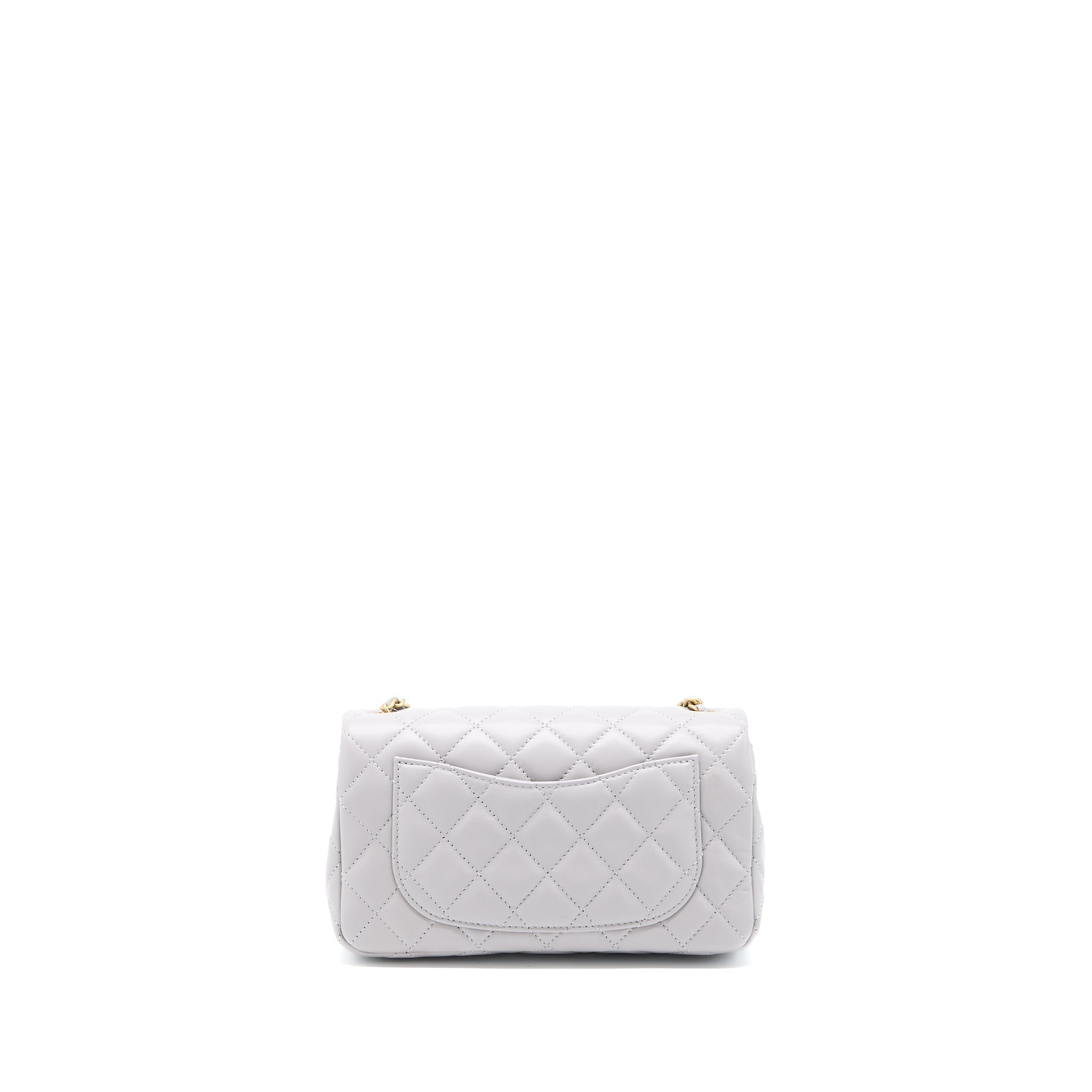 CHANEL 22B PEARL CRUSH MINI RECTANGULAR FLAP BAG LAMBSKIN LIGHT GREY GHW(MICROCHIP)