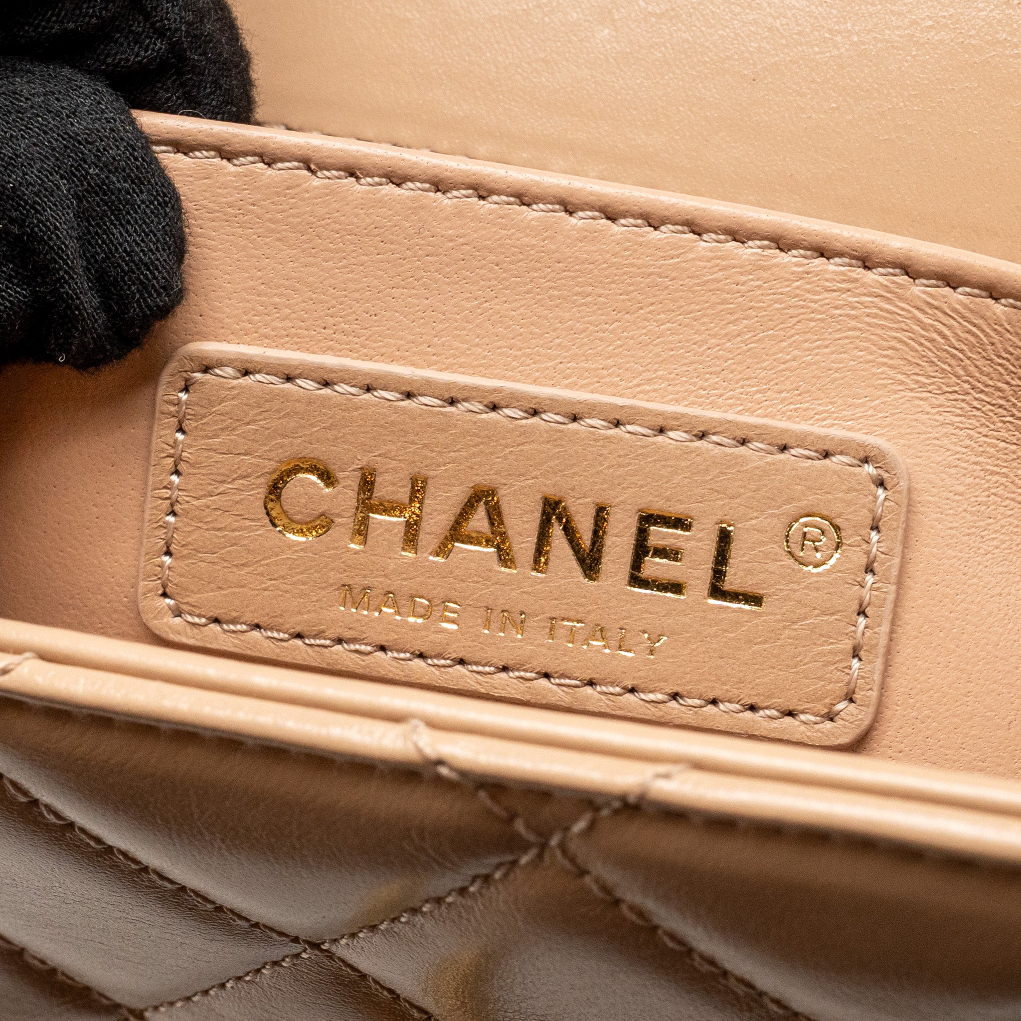CHANEL GOLD CRUSH MINI FLAP BAG CALFSKIN BEIGE GHW (MICROCHIP)