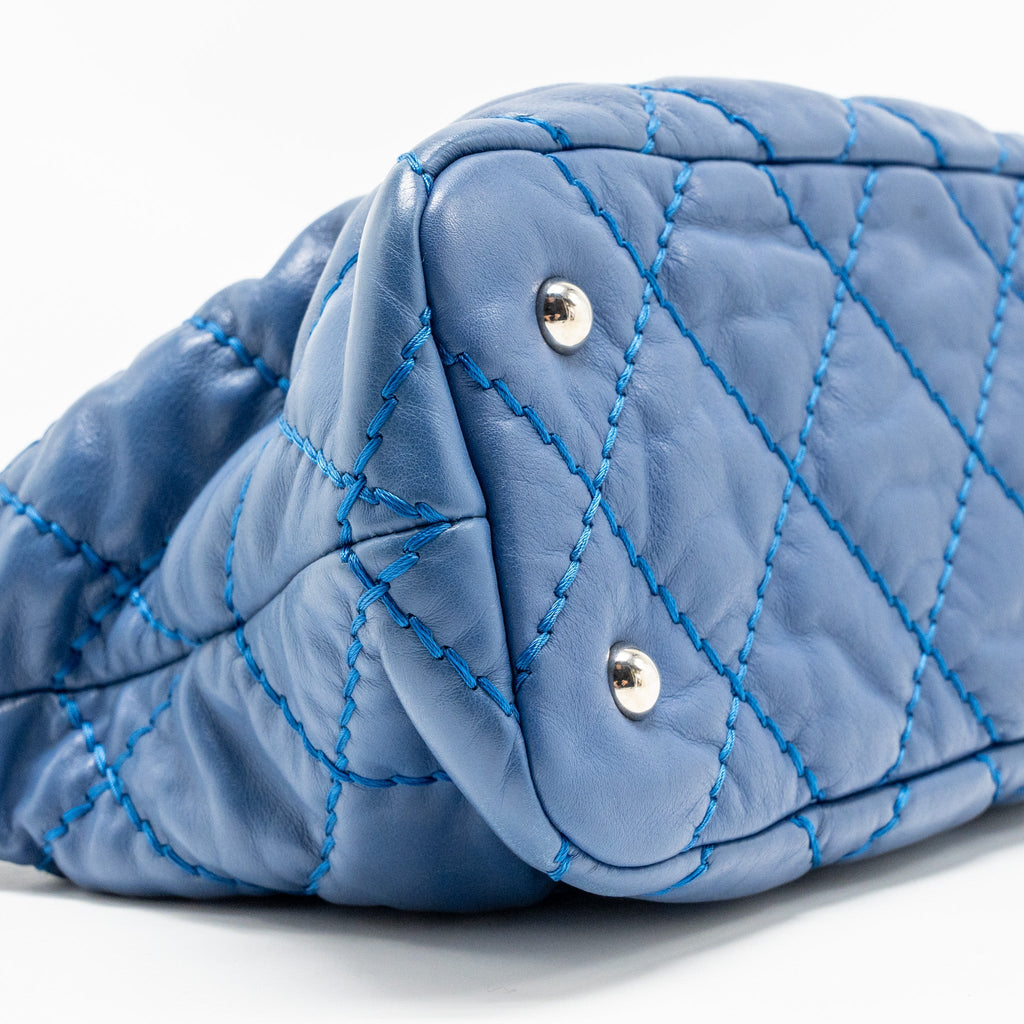 CHANEL HOBO SHOULDER BAG CALFSKIN BLUE SHW