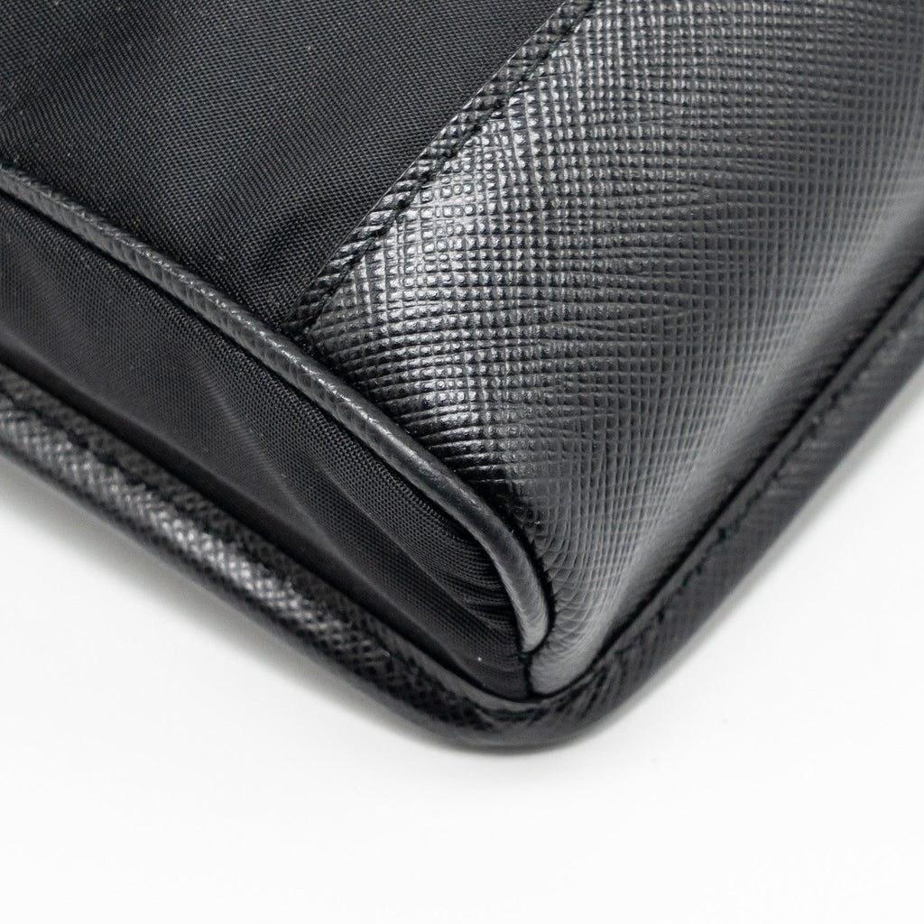 PRADA TRIMMED SAFFIANO PHONE CASE RE-NYLON BLACK SHW