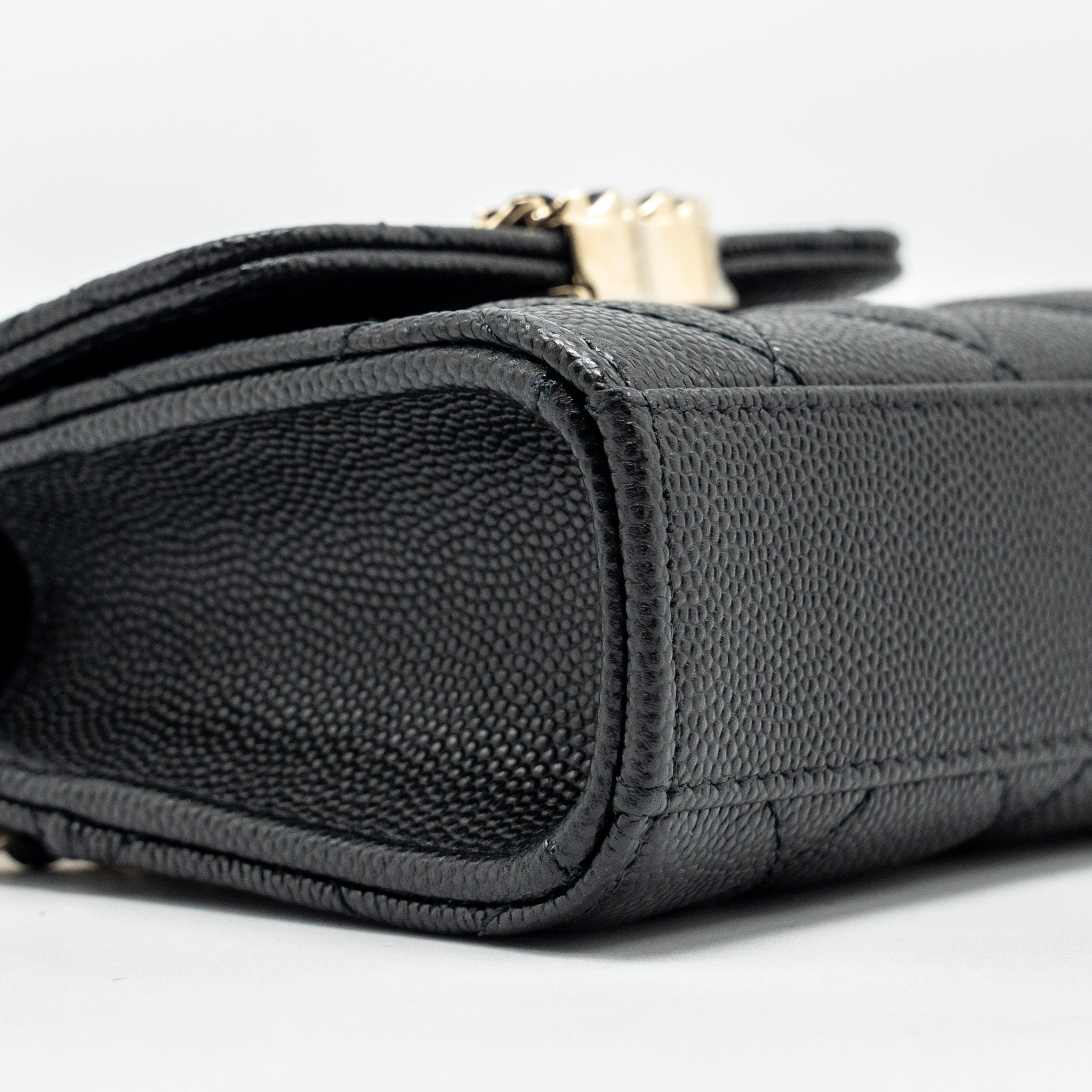 CHANEL MINI TOP HANDLE FLAP BAG CAVIAR BLACK LGHW (MICROCHIP)