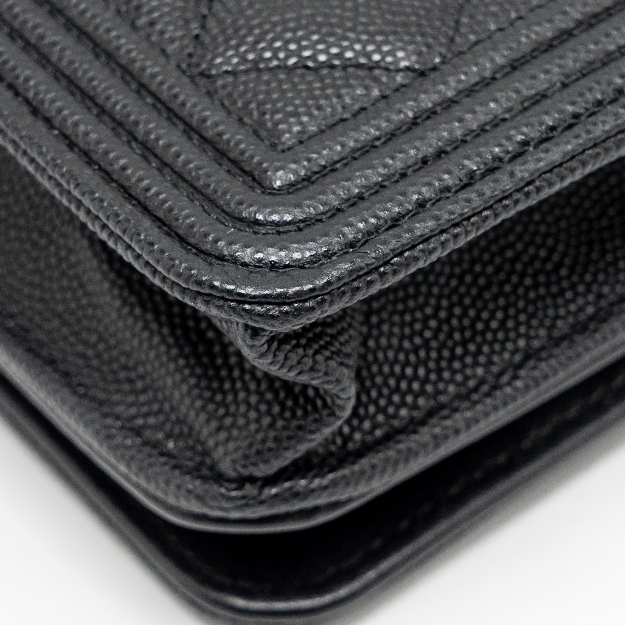 CHANEL BOY WALLET ON CHAIN CAVIAR BLACK GHW (MICROCHIP)
