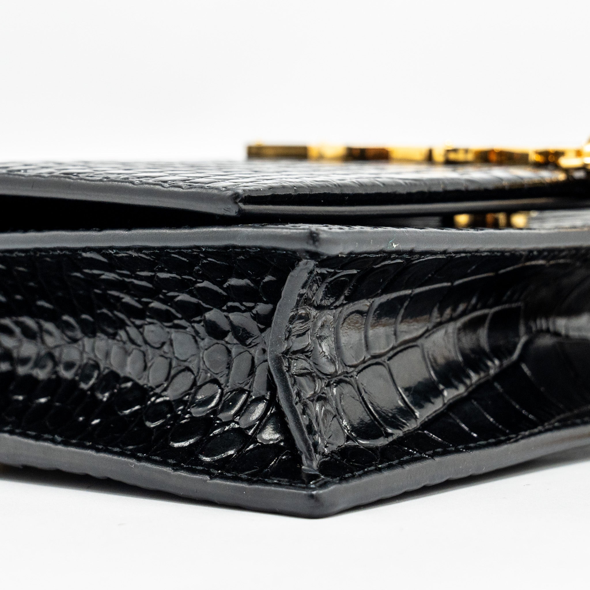 SAINT LAURENT/YSL KATE TASSEL CROC-EMBOSSED CALFSKIN BLACK GHW