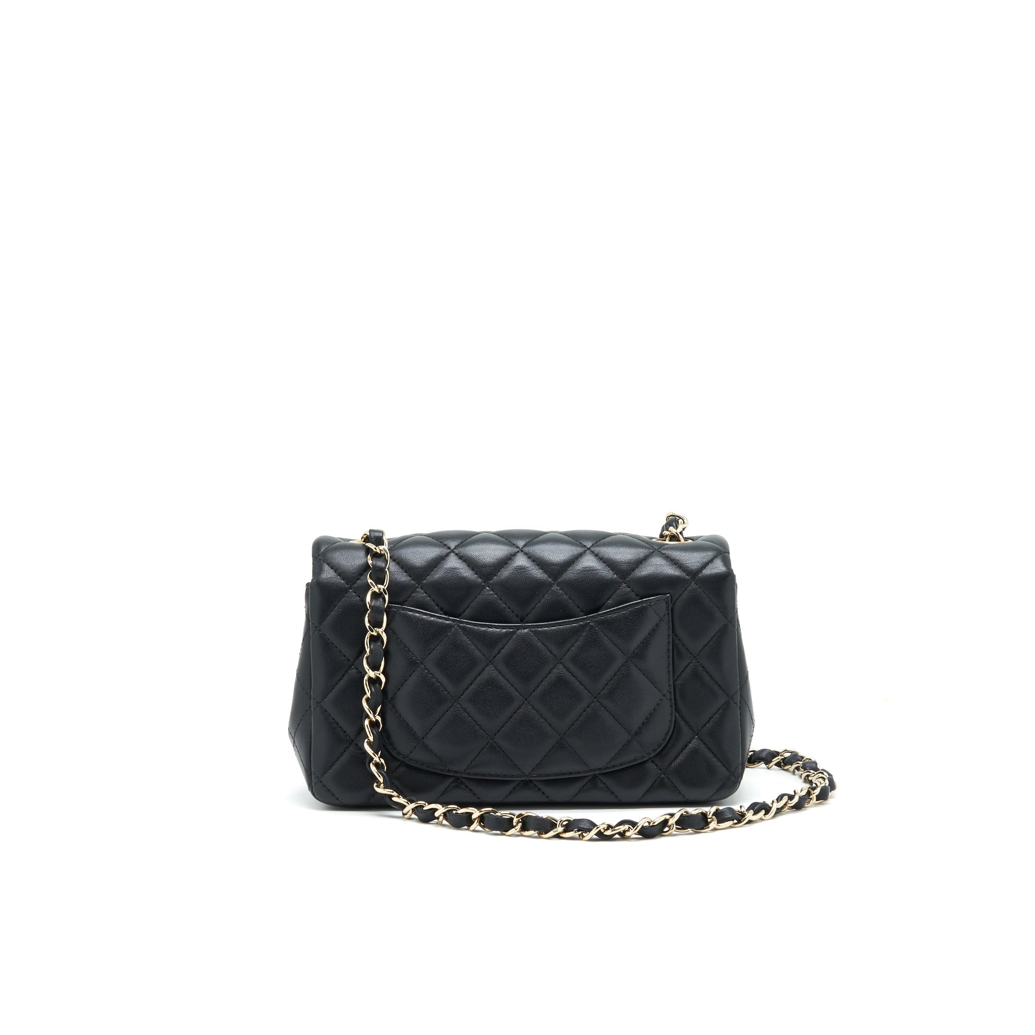 CHANEL MINI RECTANGULAR FLAP BAG BLACK LGHW SERIAL 30
