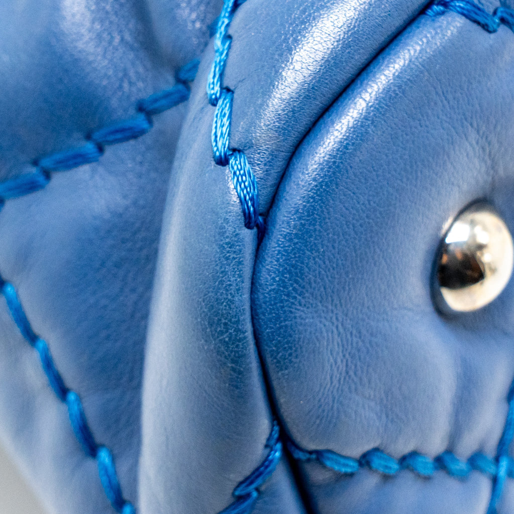 CHANEL HOBO SHOULDER BAG CALFSKIN BLUE SHW