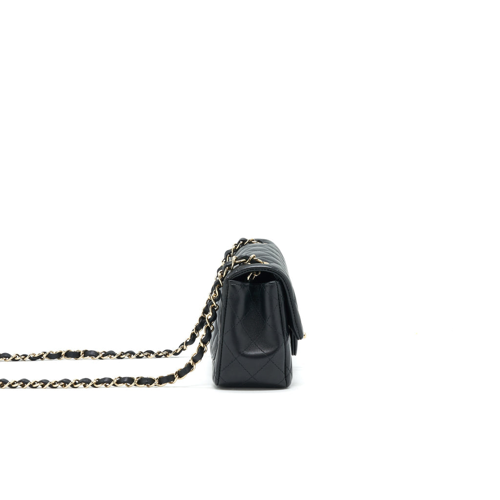 CHANEL MINI RECTANGULAR FLAP BAG BLACK LGHW SERIAL 30