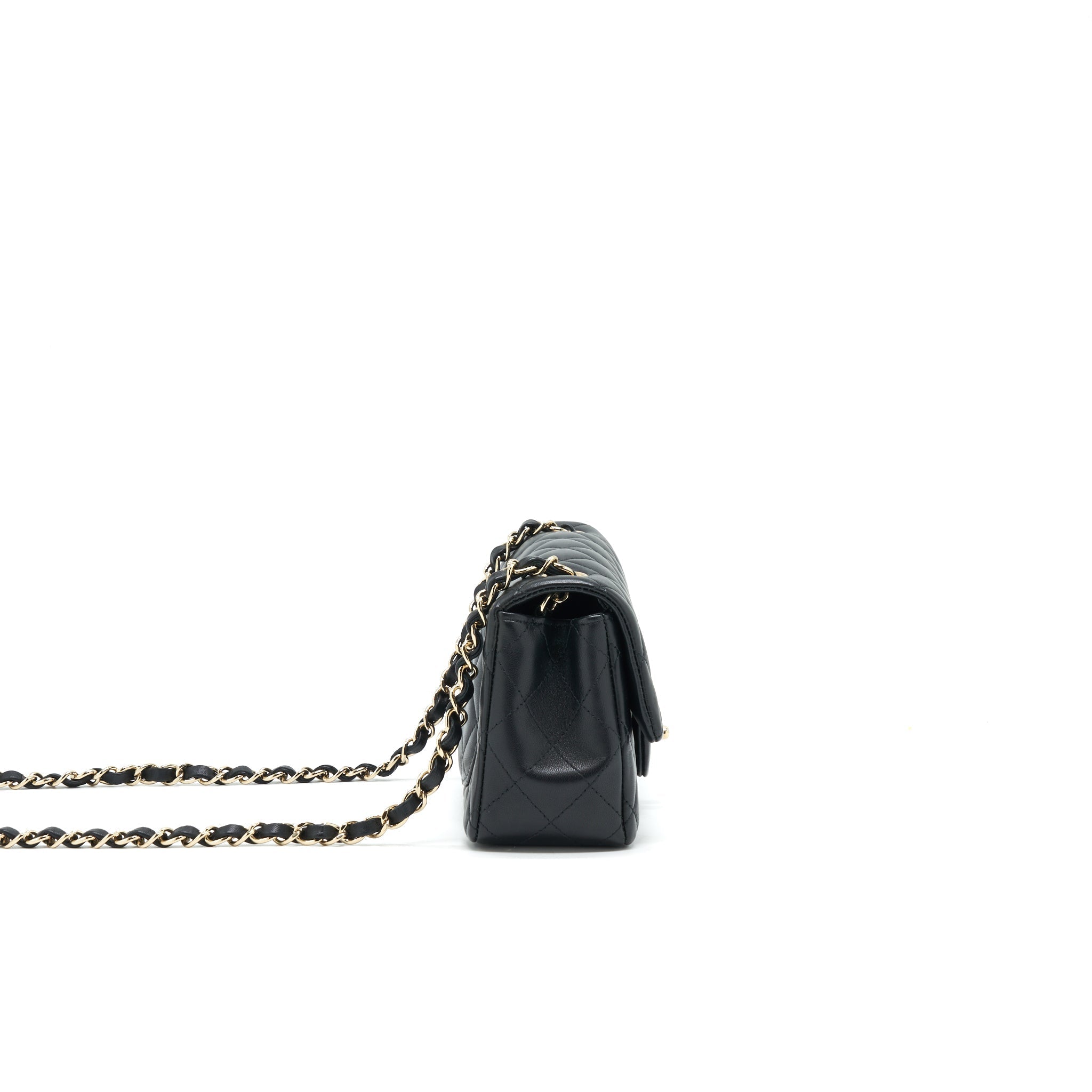 CHANEL MINI RECTANGULAR FLAP BAG BLACK LGHW SERIAL 30