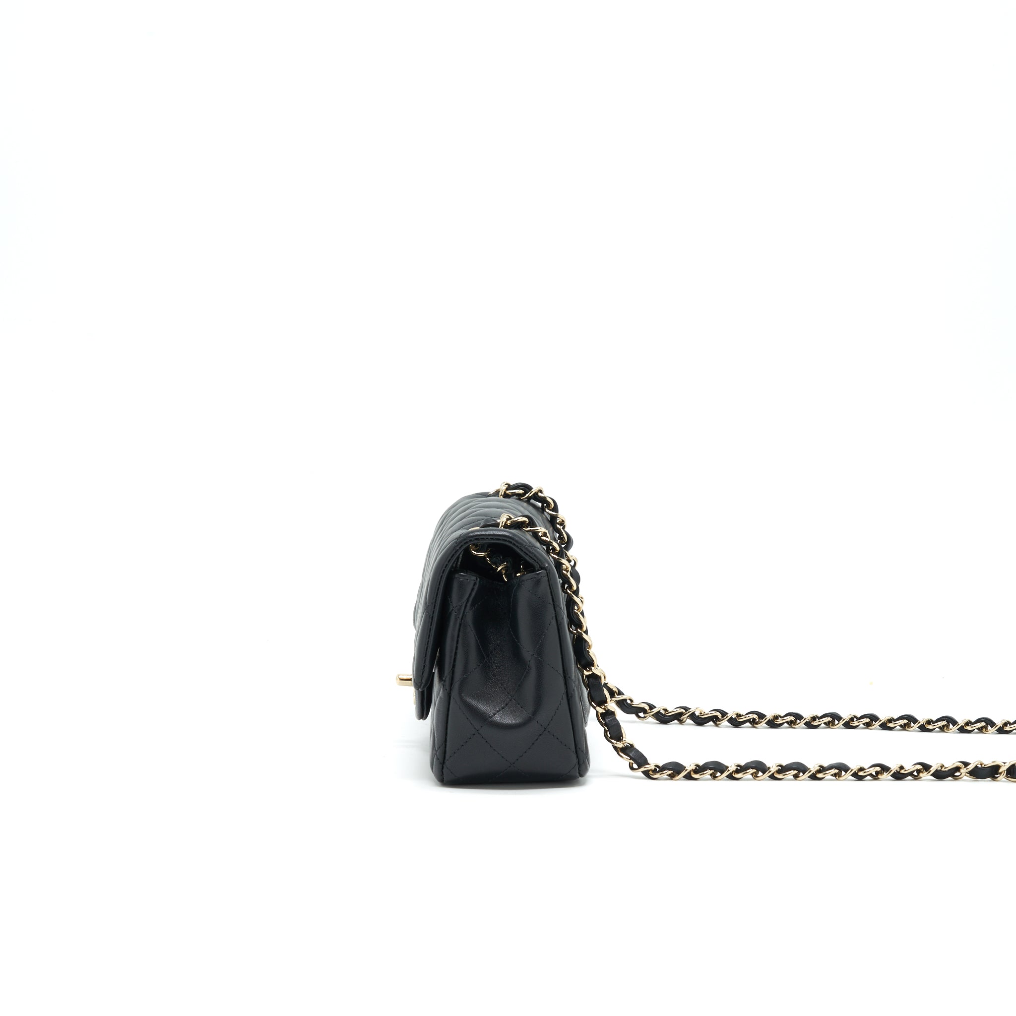 CHANEL MINI RECTANGULAR FLAP BAG BLACK LGHW SERIAL 30