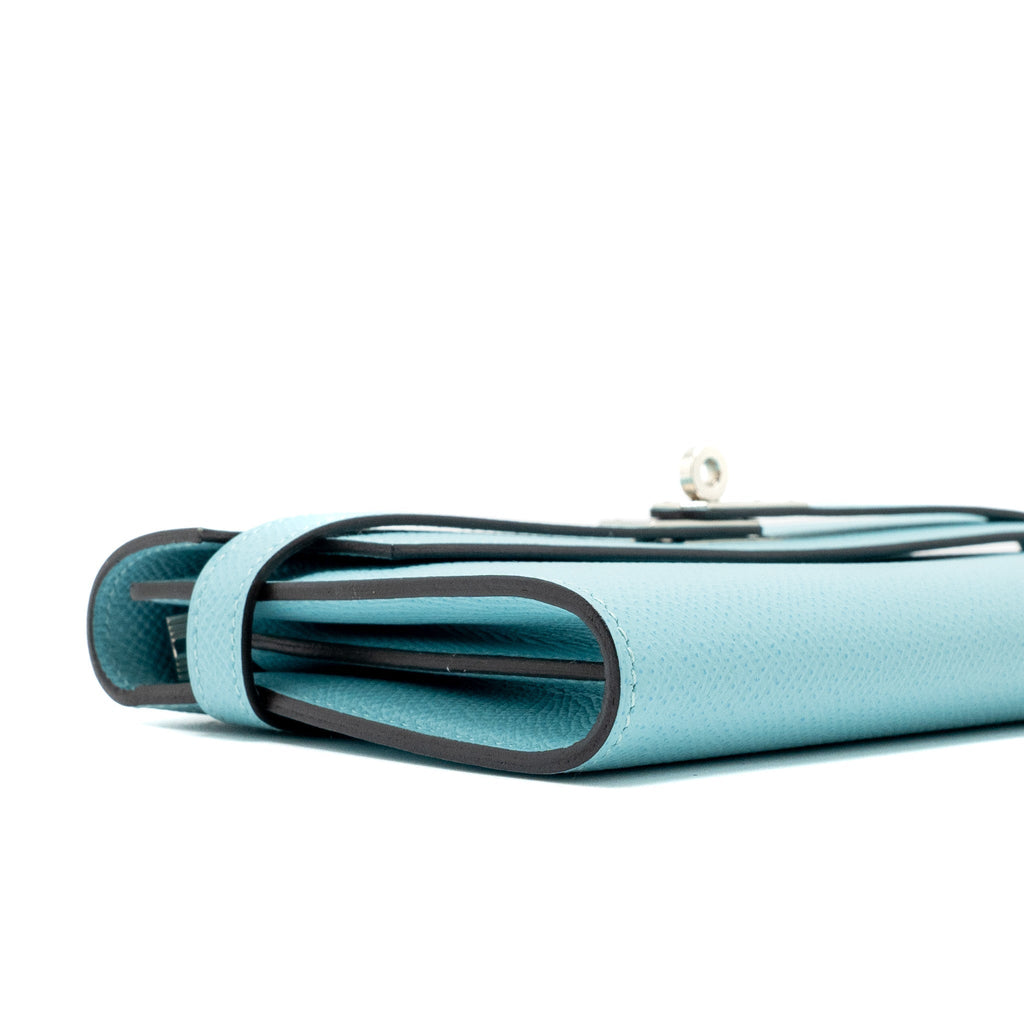 HERMES KELLY LONG WALLET EPSOM BLUE ATOLL SHW