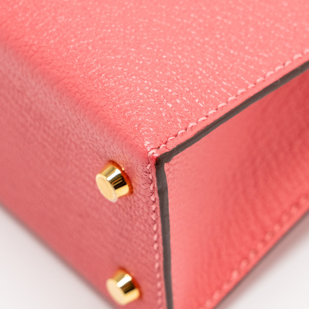 HERMES MINI KELLY II CHÈVRE MYSORE ROSE AZALEE GHW