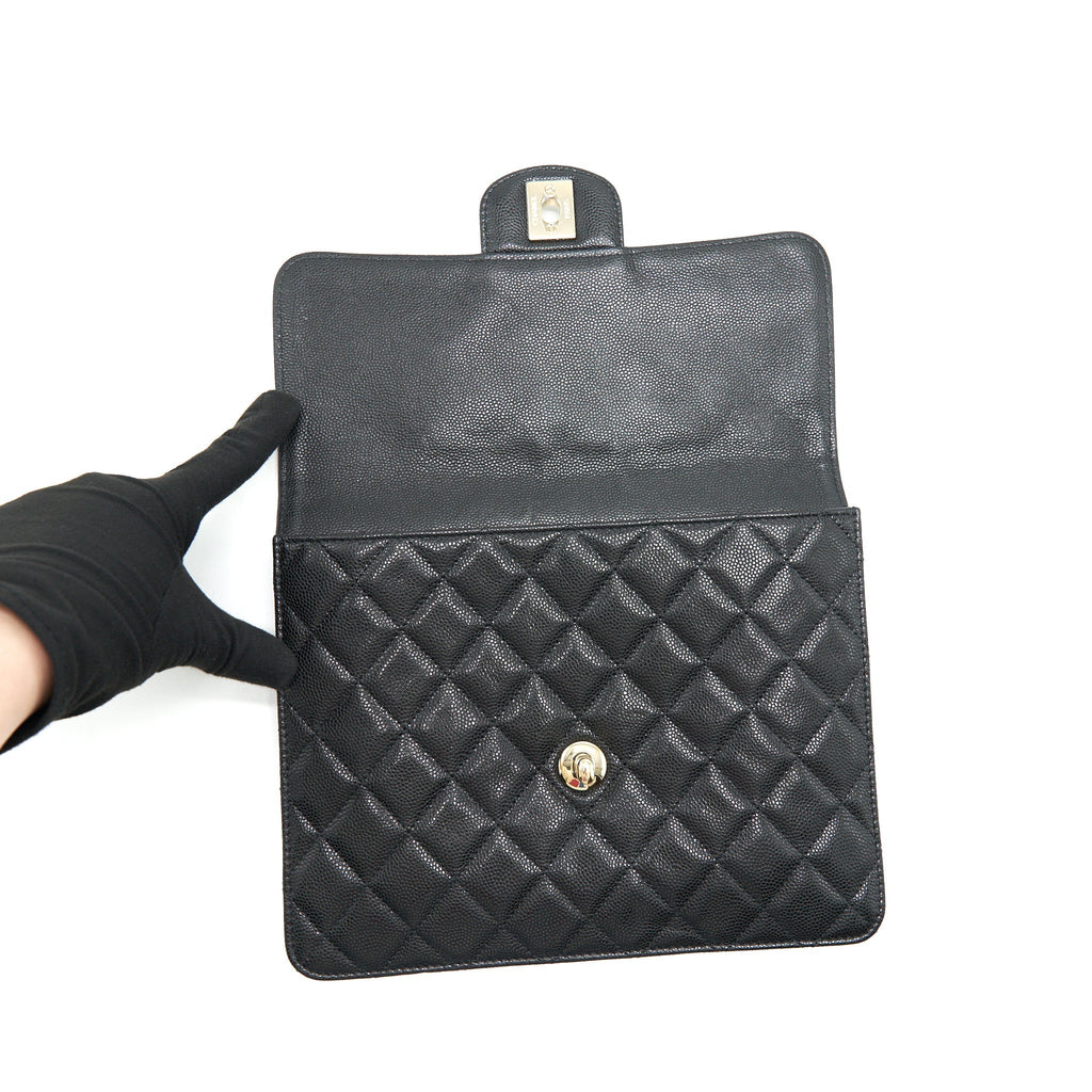 CHANEL FLAP CASE BLACK CAVIAR LGHW