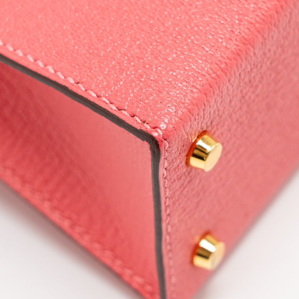HERMES MINI KELLY II CHÈVRE MYSORE ROSE AZALEE GHW