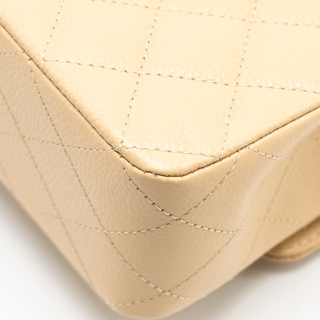 CHANEL MEDIUM CLASSIC DOUBLE FLAP BAG CAVIAR BEIGE GHW