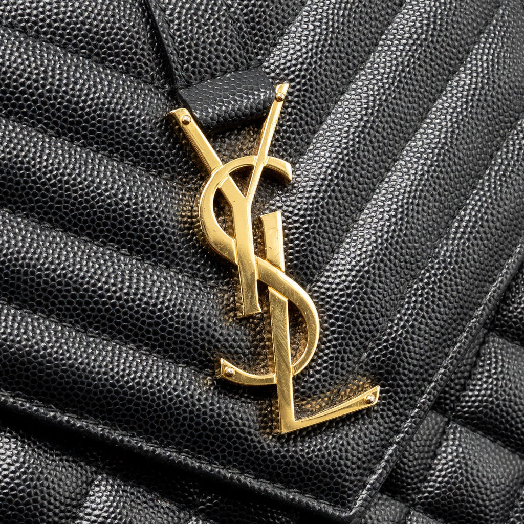 SAINT LAURENT/YSL MEDIUM ENVELOPE BAG CALFSKIN BLACK GHW