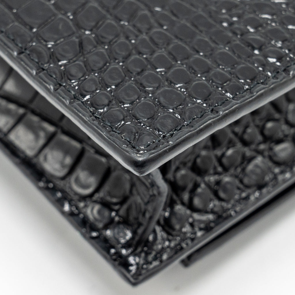 SAINT LAURENT/YSL KATE TASSEL CROC-EMBOSSED CALFSKIN BLACK GHW
