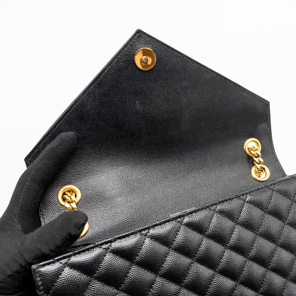 SAINT LAURENT/YSL MEDIUM ENVELOPE BAG CALFSKIN BLACK GHW