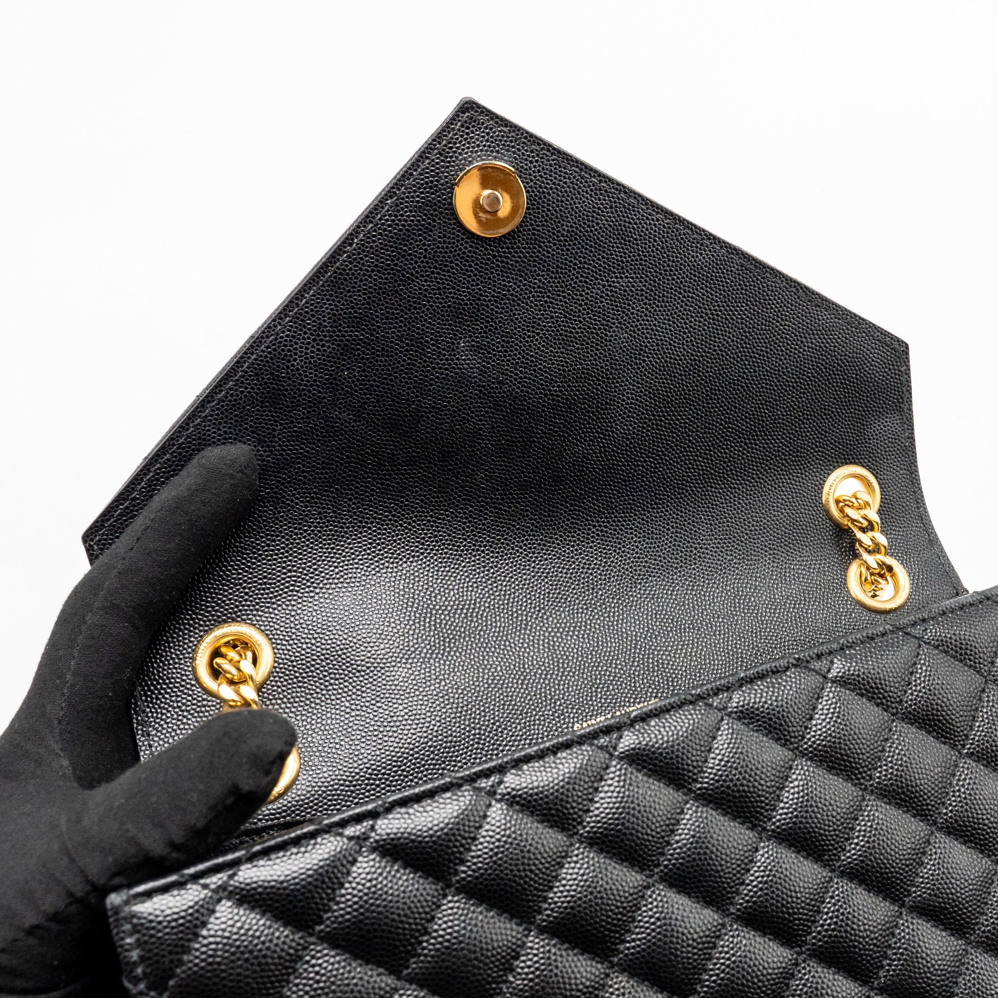 SAINT LAURENT/YSL MEDIUM ENVELOPE BAG CALFSKIN BLACK GHW