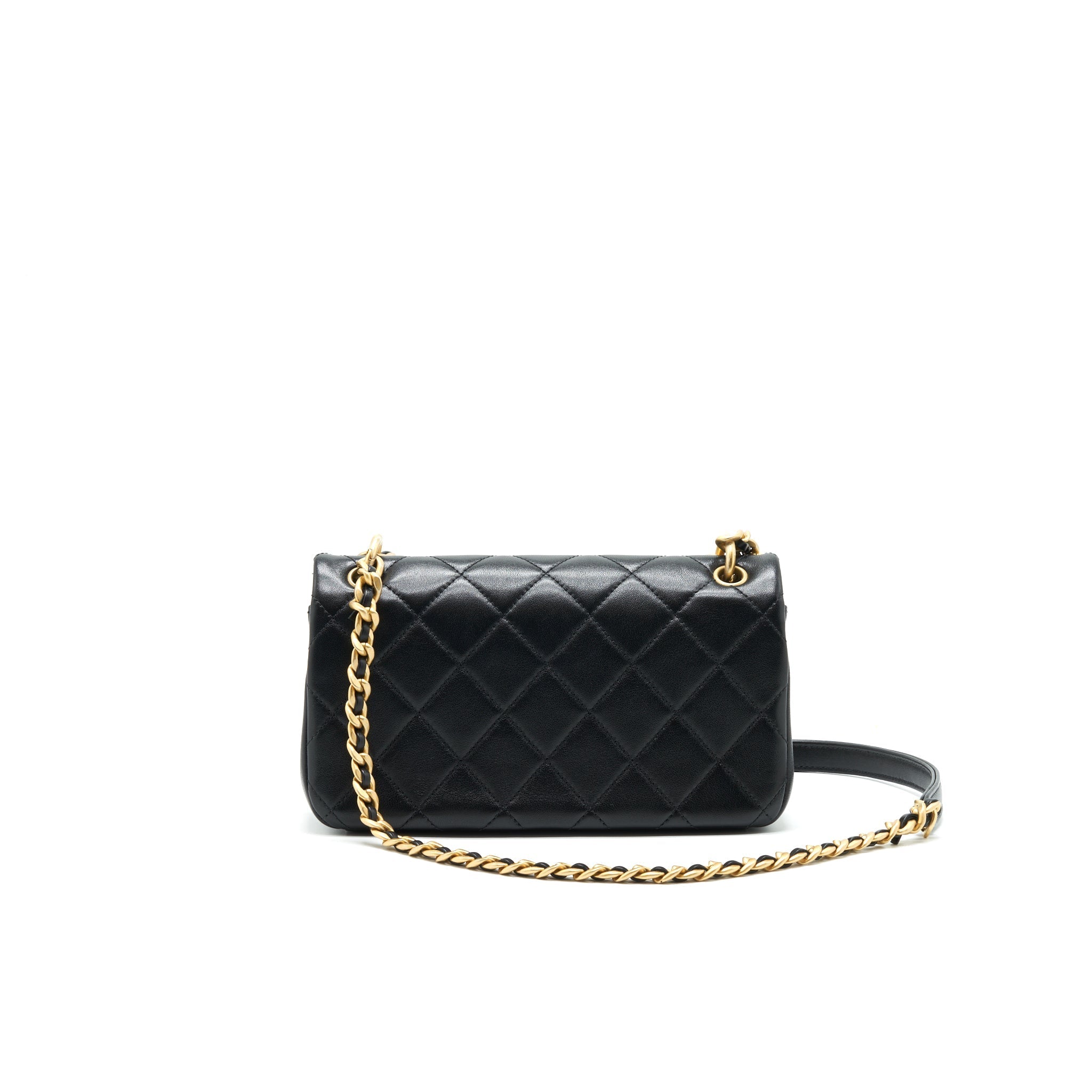 CHANEL SHINY LAMBSKIN FLAP BAG BLACK GHW