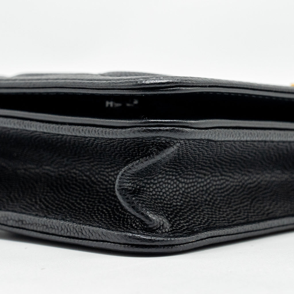 CHANEL BOY WALLET ON CHAIN CAVIAR BLACK GHW (MICROCHIP)