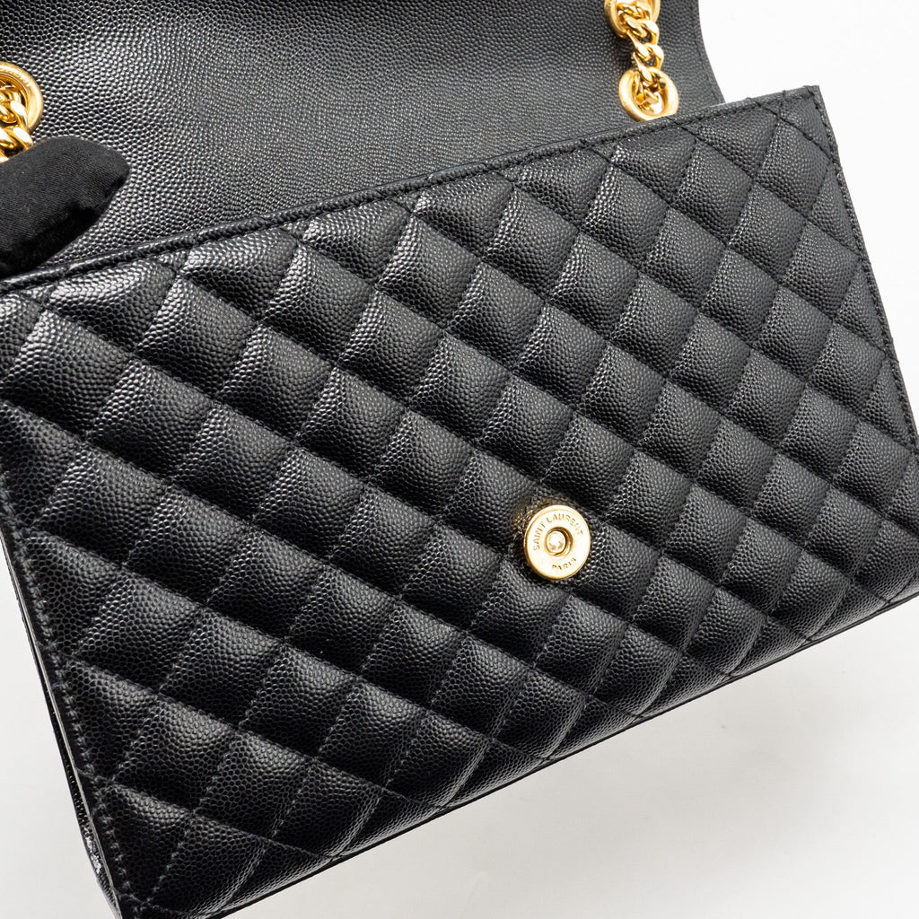 SAINT LAURENT/YSL MEDIUM ENVELOPE BAG CALFSKIN BLACK GHW