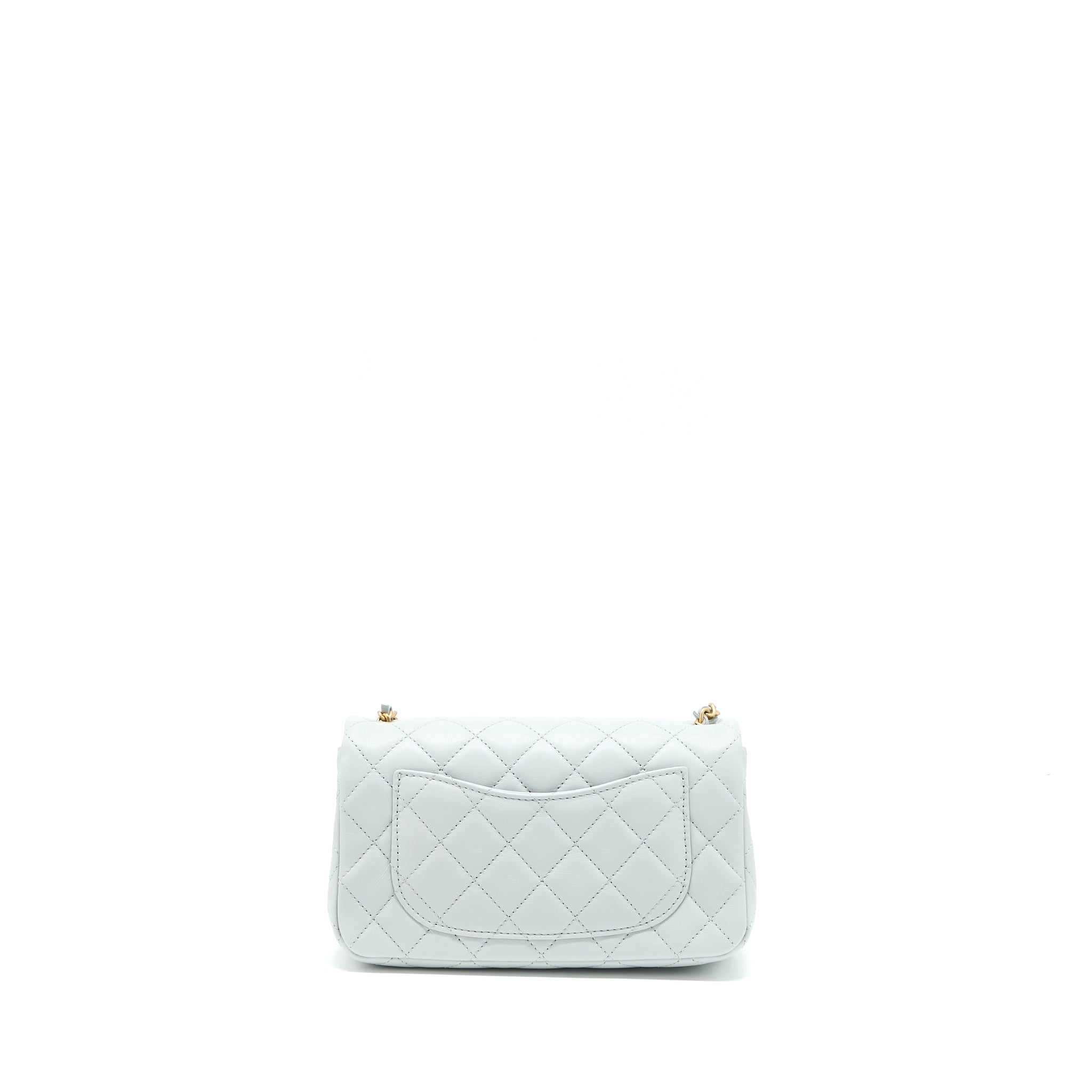 CHANEL 23C PEARL CRUSH MINI RECTANGULAR LAMBSKIN LIGHT GREY BRUSHED GHW (MICROCHIP)