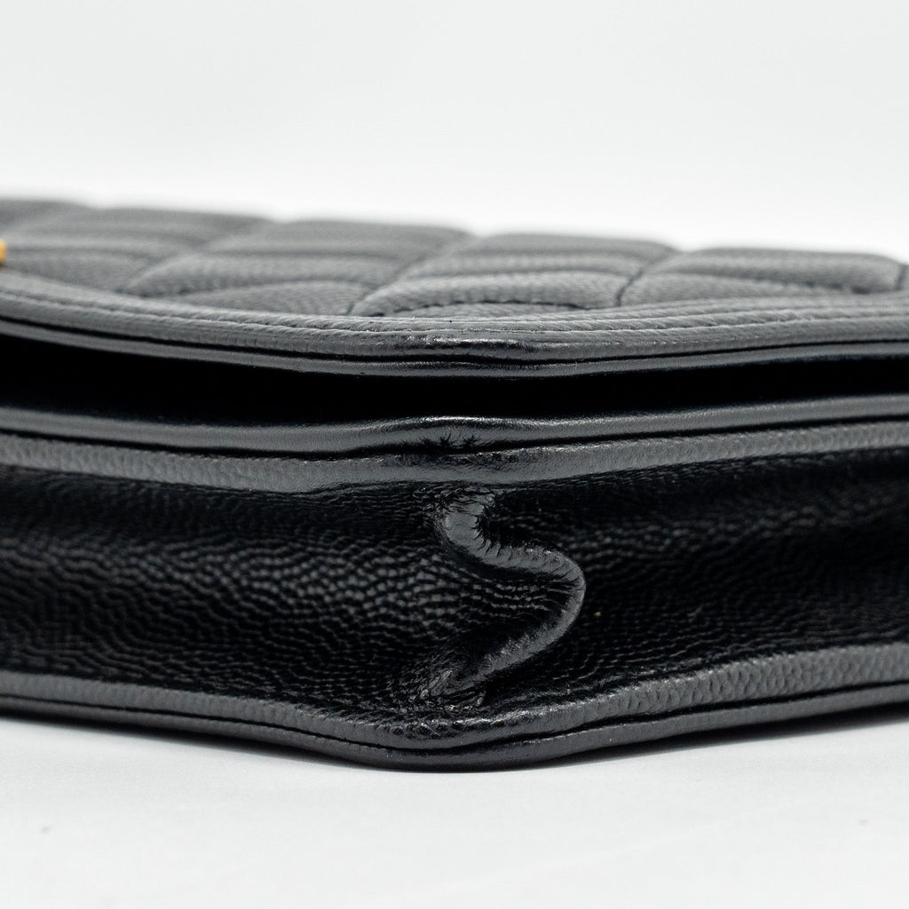 CHANEL BOY WALLET ON CHAIN CAVIAR BLACK GHW (MICROCHIP)