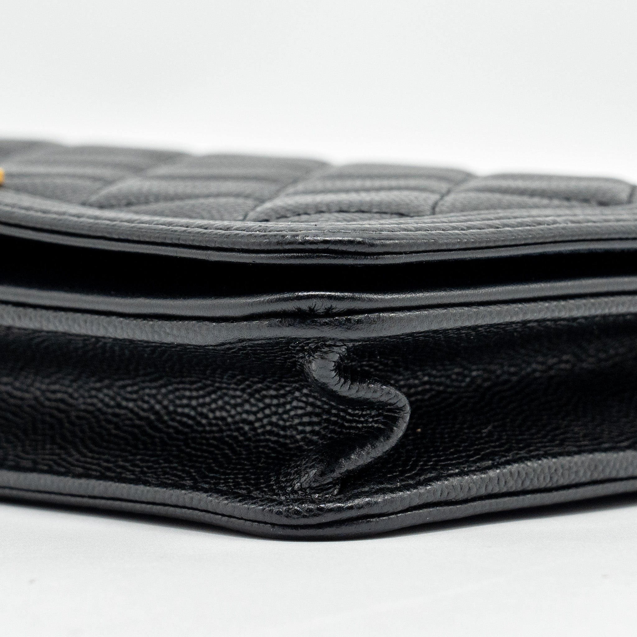CHANEL BOY WALLET ON CHAIN CAVIAR BLACK GHW (MICROCHIP)
