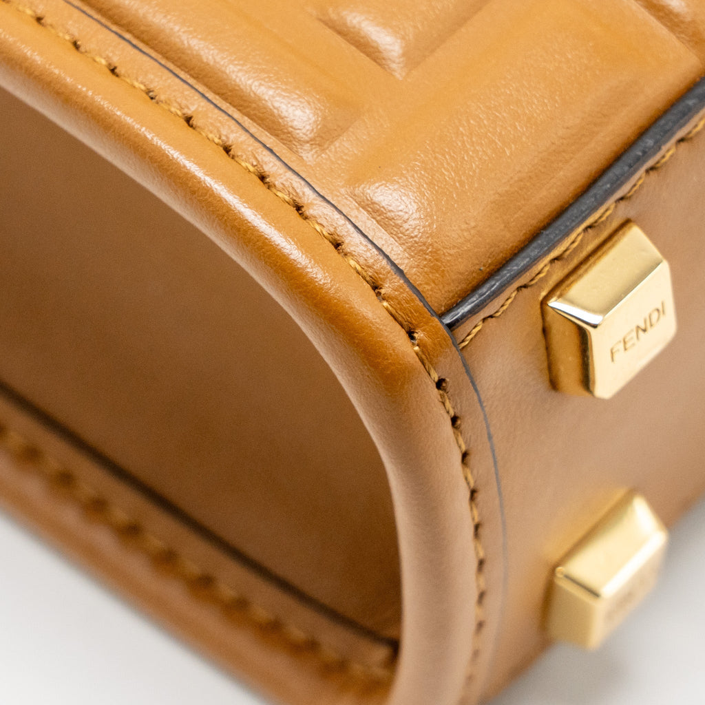 FENDI MINI SUNSHINE SHOPPER BAG FF LEATHER BROWN GHW