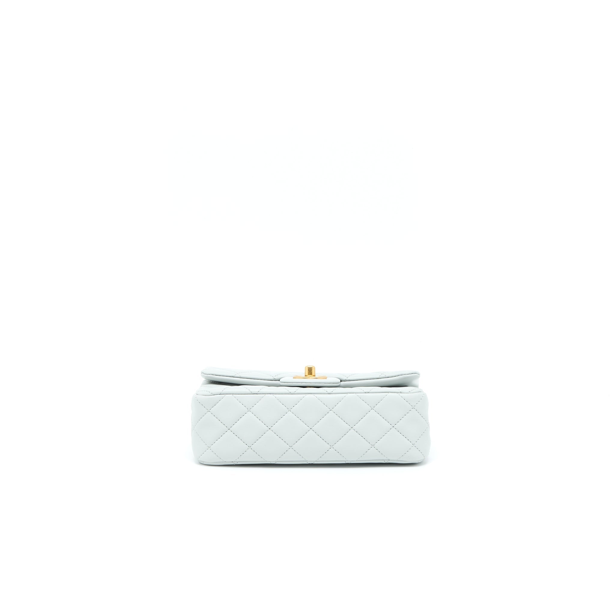 CHANEL 23C PEARL CRUSH MINI RECTANGULAR LAMBSKIN LIGHT GREY BRUSHED GHW (MICROCHIP)
