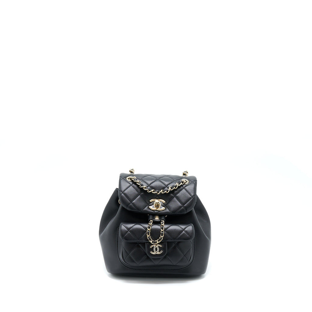 CHANEL DUMA MINI BACKPACK LAMBSKIN BLACK LGHW (MICROCHIP)