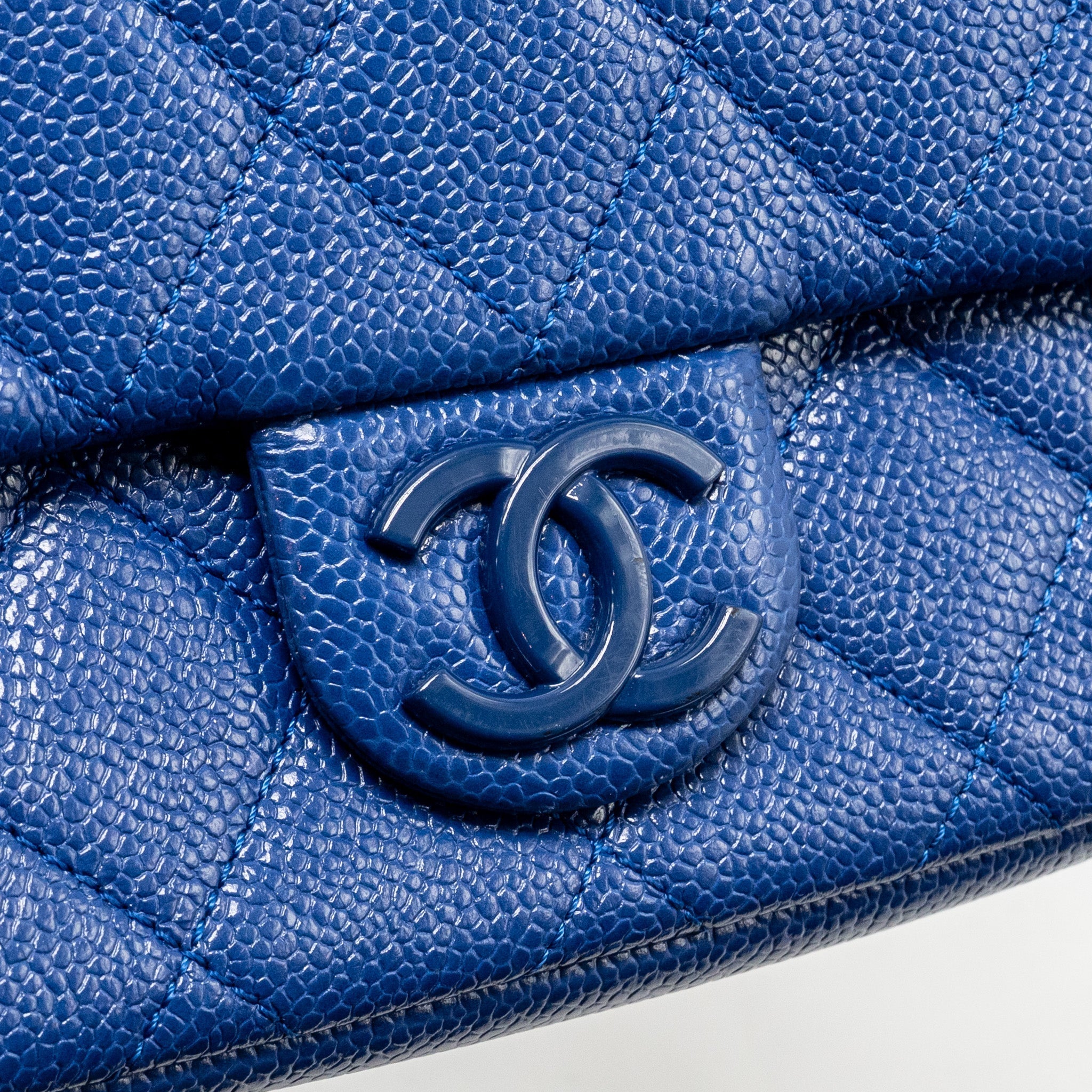 CHANEL INCOGNITO MINI SQUARE FLAP BAG CAVIAR BLUE WITH BLUE HARDWARE