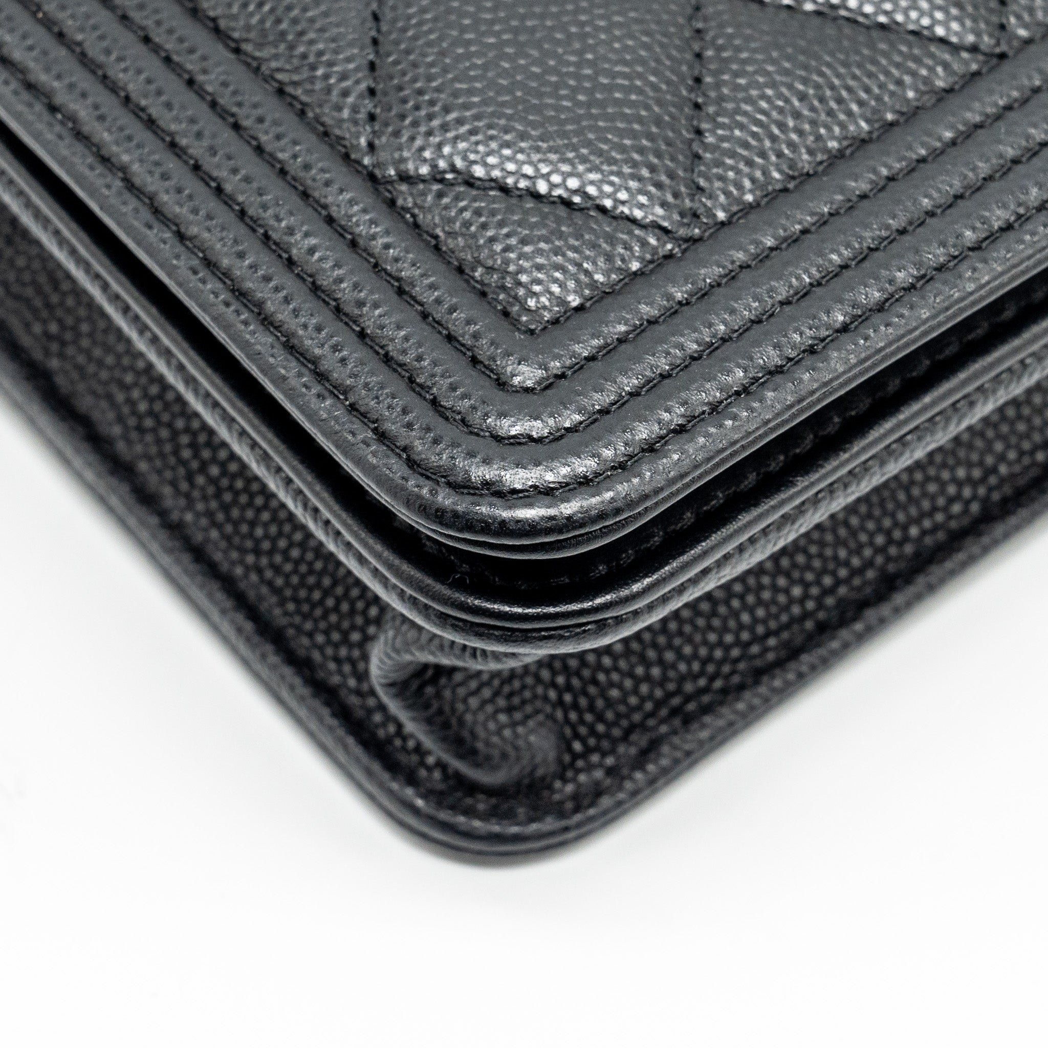 CHANEL BOY WALLET ON CHAIN CAVIAR BLACK GHW (MICROCHIP)