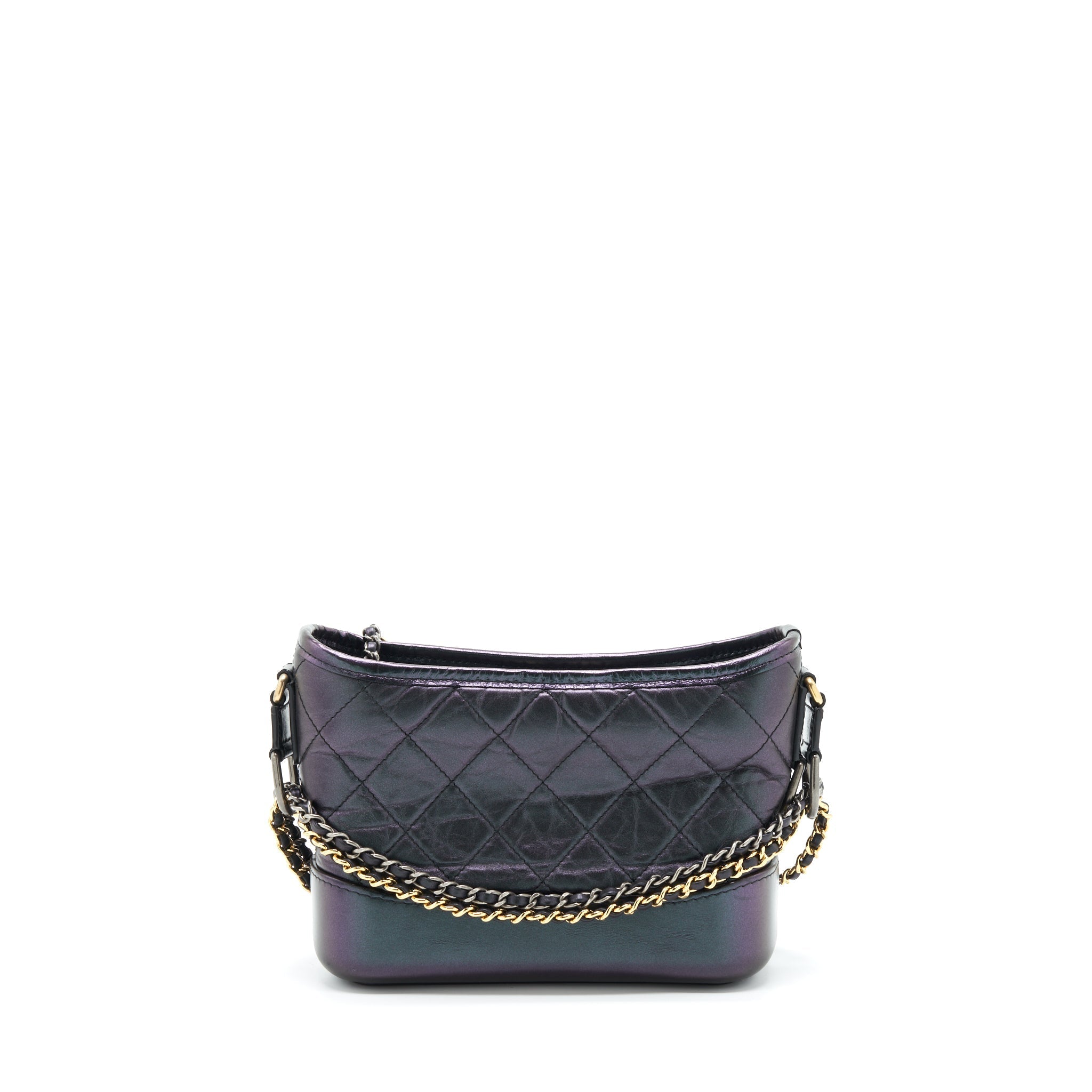 CHANEL SMALL GABRIELLE HOBO BAG LAMBSKIN IRIDESCENT PURPLE MULTICOLOUR HARDWARE