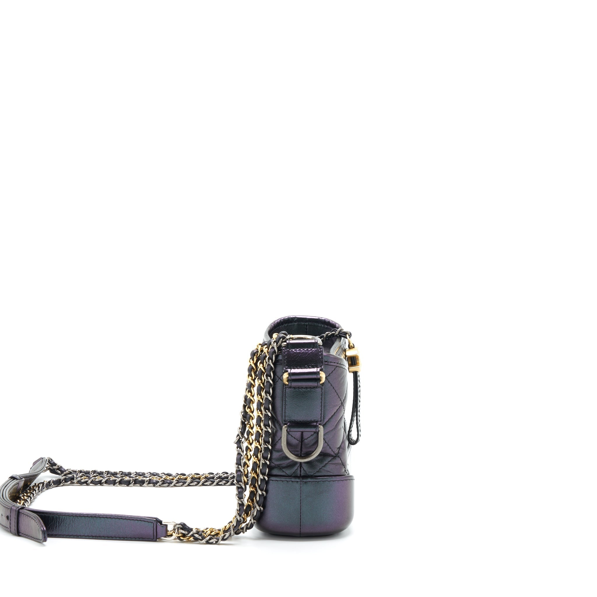 CHANEL SMALL GABRIELLE HOBO BAG LAMBSKIN IRIDESCENT PURPLE MULTICOLOUR HARDWARE