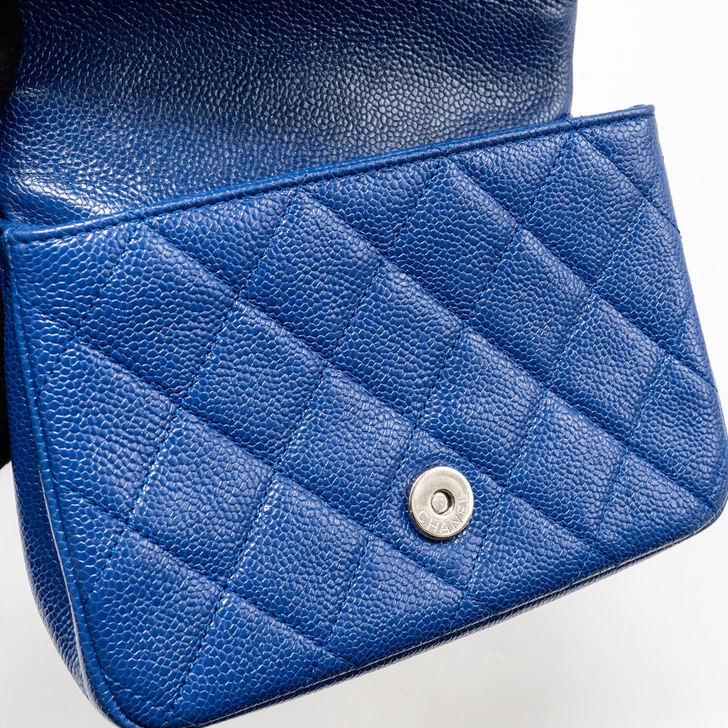 CHANEL INCOGNITO MINI SQUARE FLAP BAG CAVIAR BLUE WITH BLUE HARDWARE