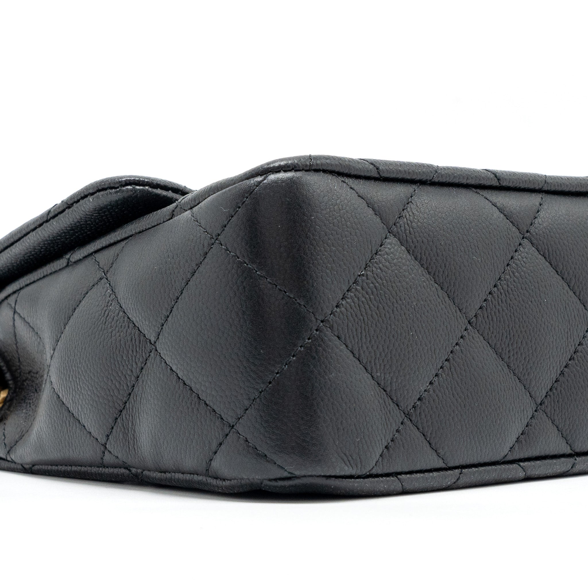 CHANEL COCO LOVE FLAP BAG ADJUSTABLE CHAIN CAVIAR BLACK GHW (MICROCHIP)