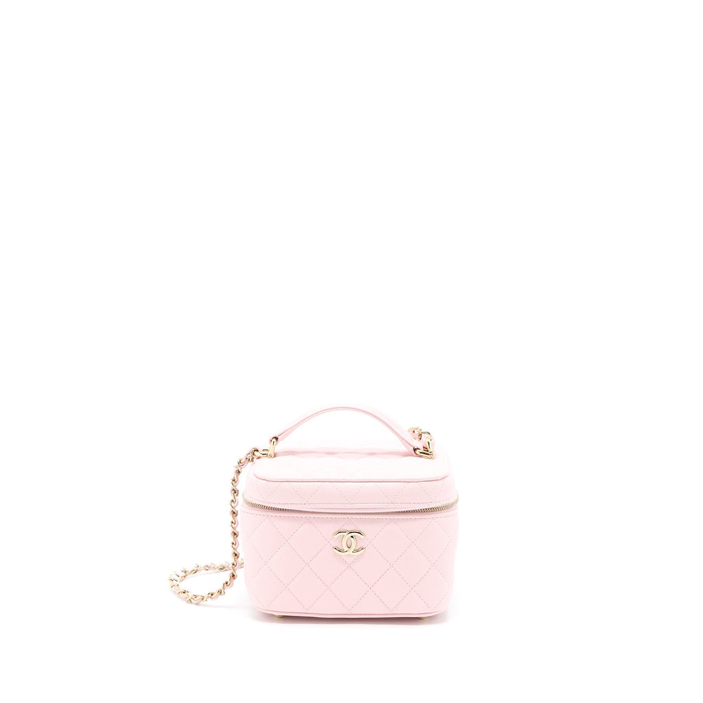 CHANEL 22S TOP HANDLE VANITY BAG CAVIAR LIGHT PINK LGHW (MICROCHIP)