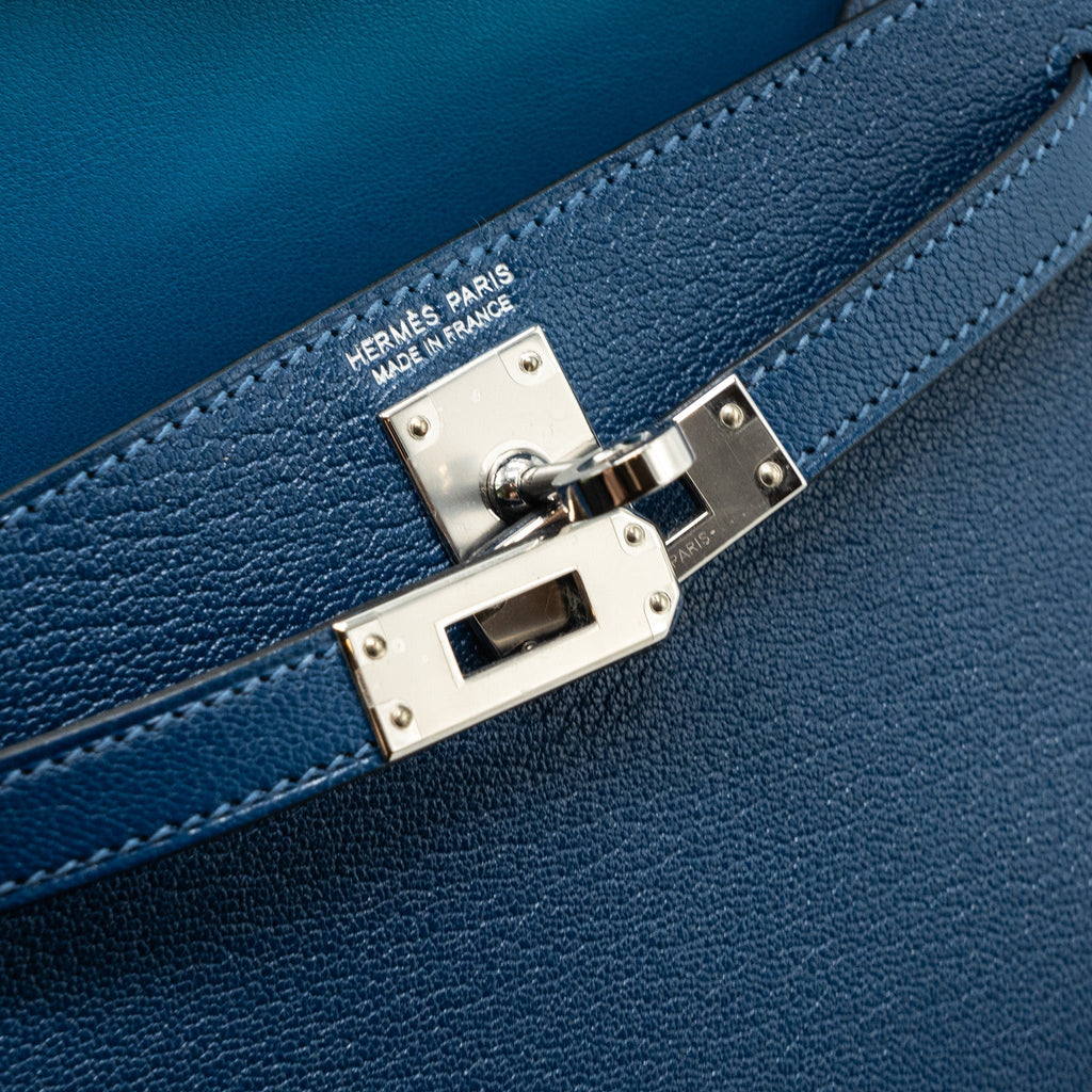 HERMES MINI KELLY CHÈVRE MYSORE DEEP BLUE/ BLUE IZMIR SHW