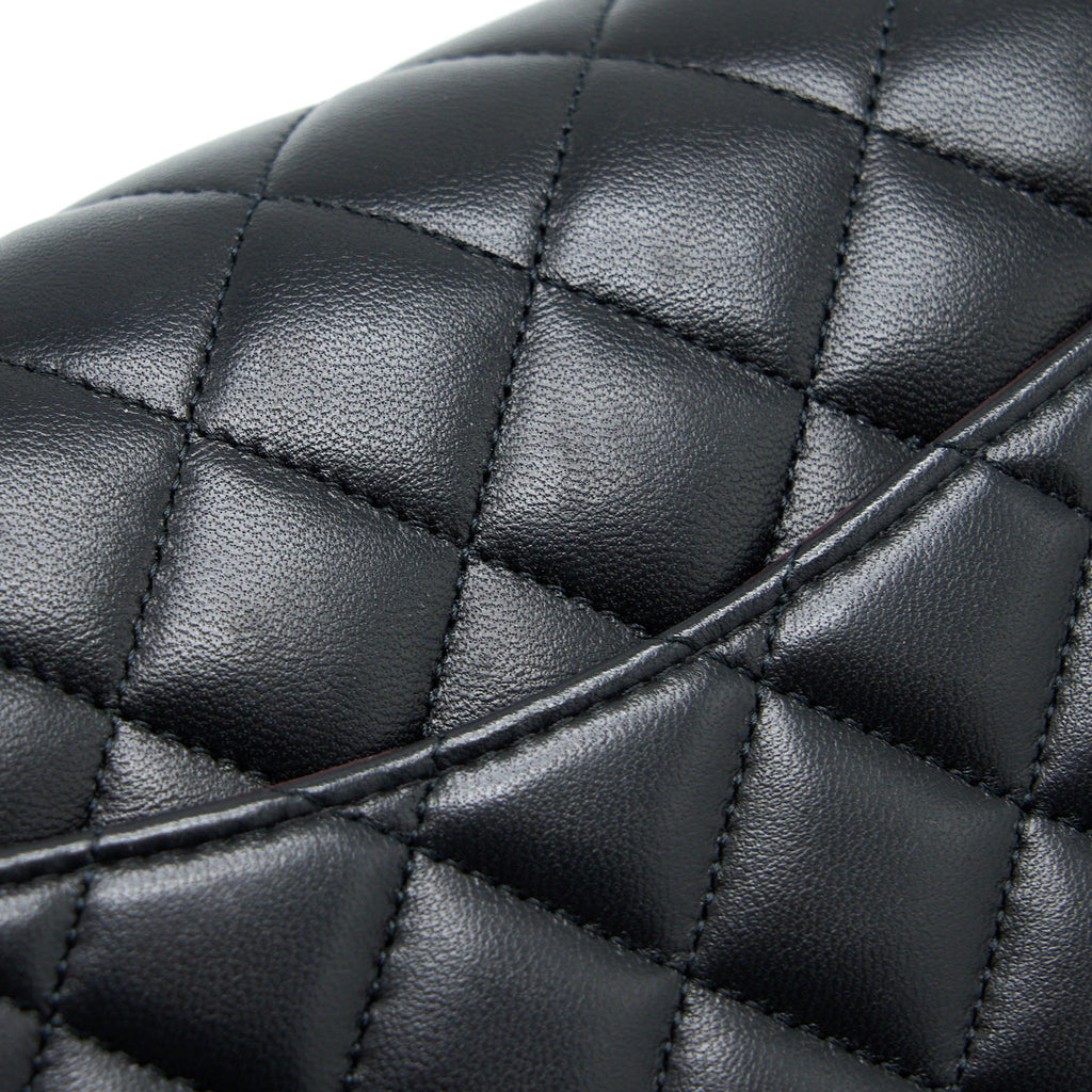 CHANEL SMALL CLASSIC DOUBLE FLAP BAG LAMBSKIN BLACK GHW (MICROCHIP)