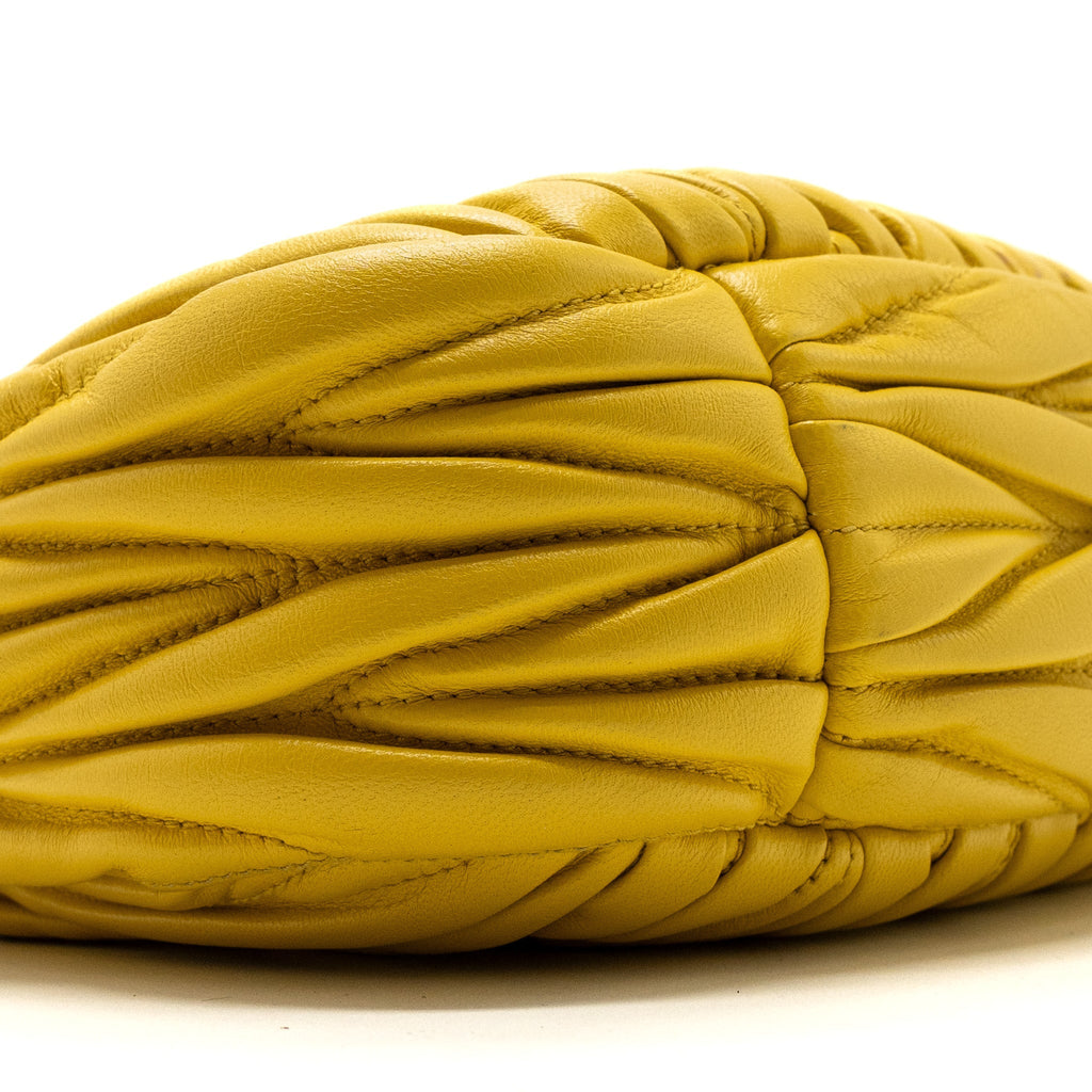 MIUMIU WANDER MATELASSE MINI HOBO BAG NAPPA YELLOW GHW