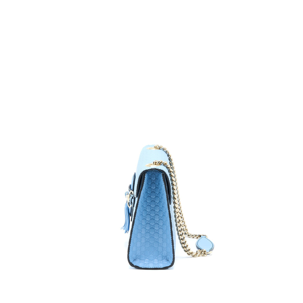 GUCCI EMILY CHAIN SHOULDER BAG CALFSKIN LIGHT BLUE SHW