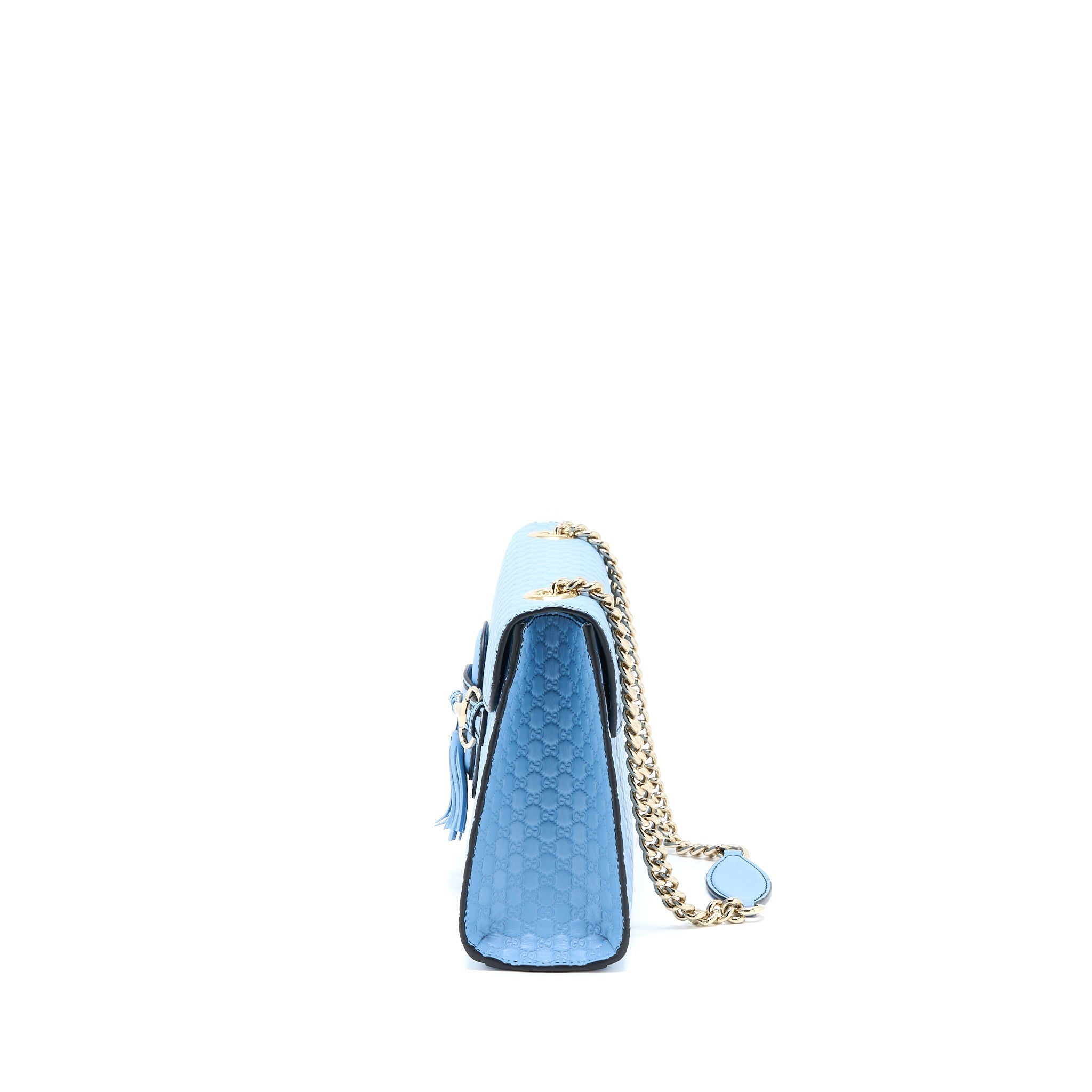 GUCCI EMILY CHAIN SHOULDER BAG CALFSKIN LIGHT BLUE SHW