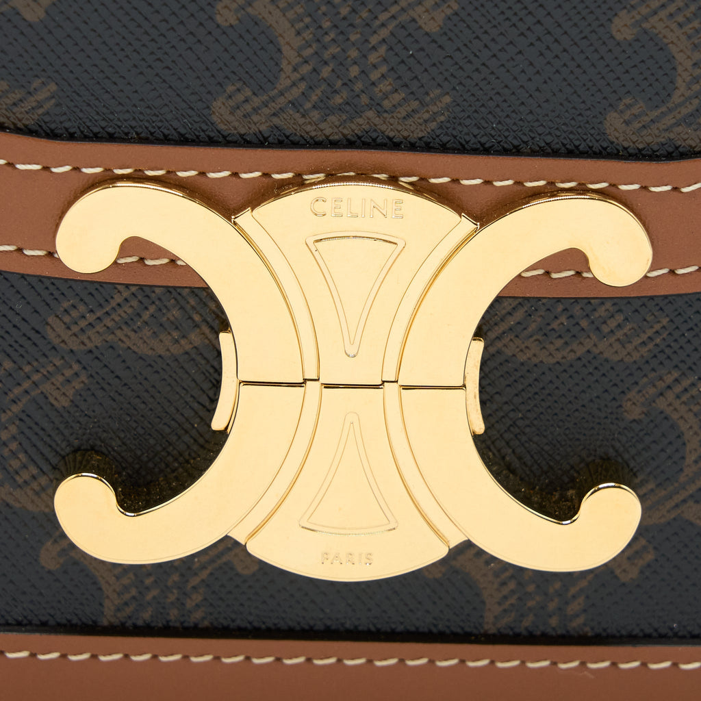 CELINE TEEN TRIOMPHE BAG IN TRIOMPHE CANVAS AND CALFSKIN GHW
