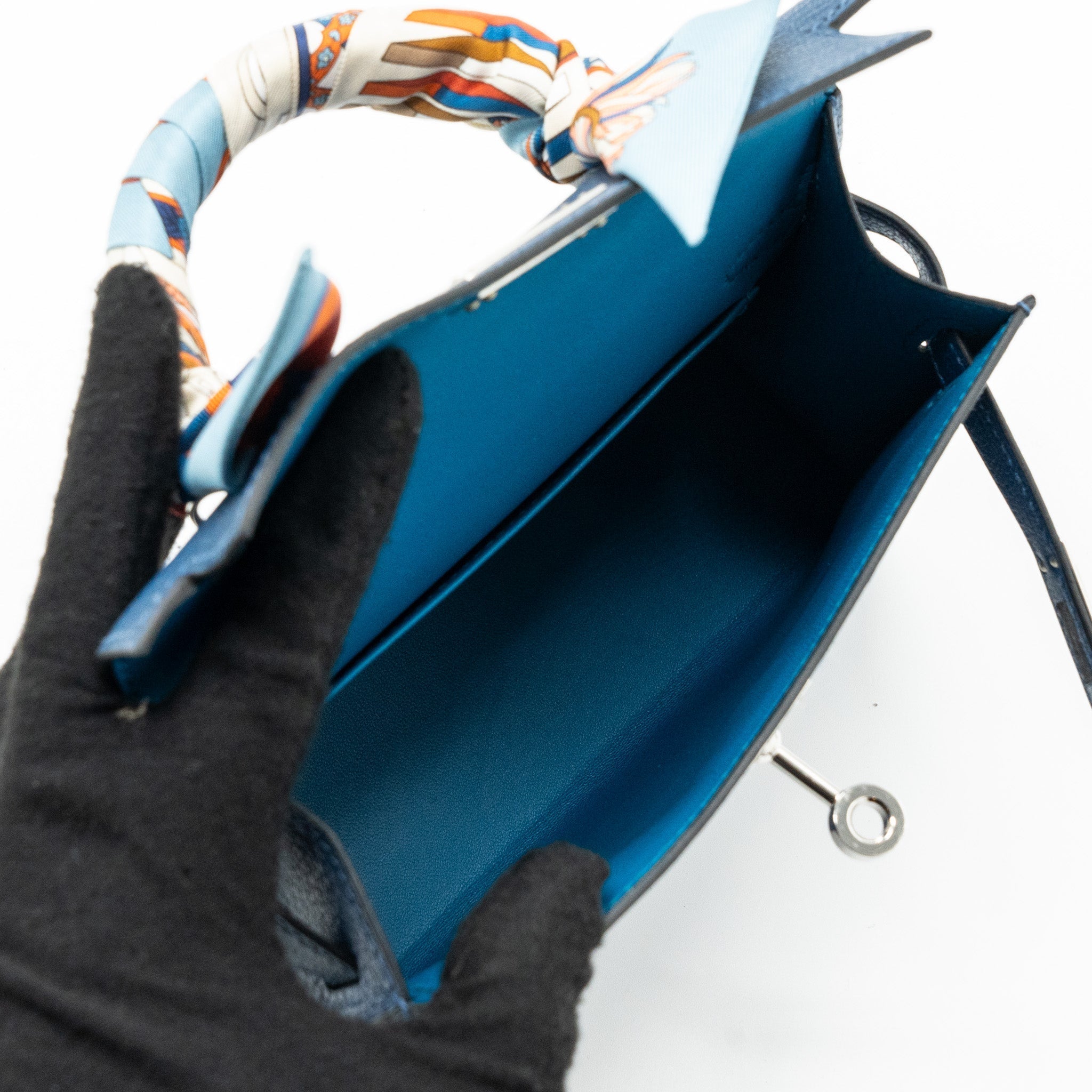 HERMES MINI KELLY CHÈVRE MYSORE DEEP BLUE/ BLUE IZMIR SHW