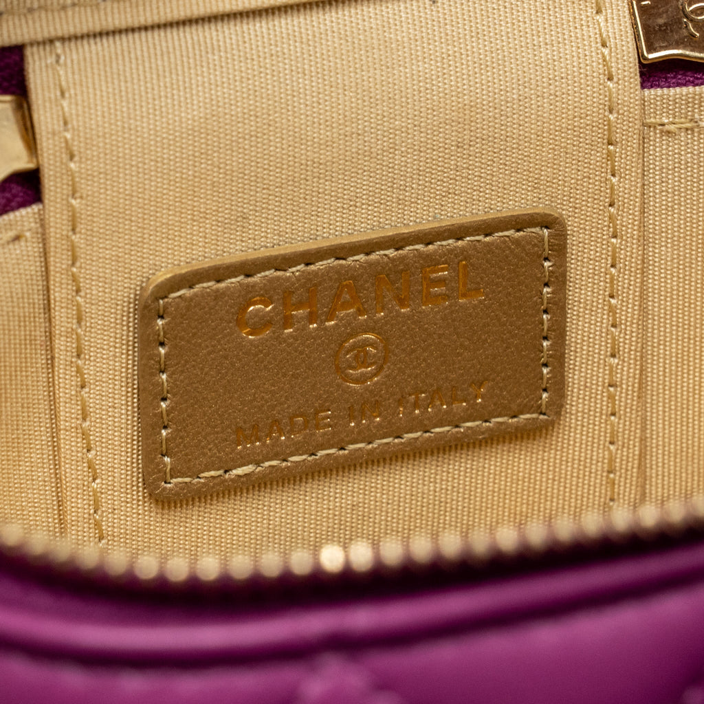 CHANEL PEARL CRUSH MINI VANITY WITH CHAIN LAMBSKIN PURPLE GHW